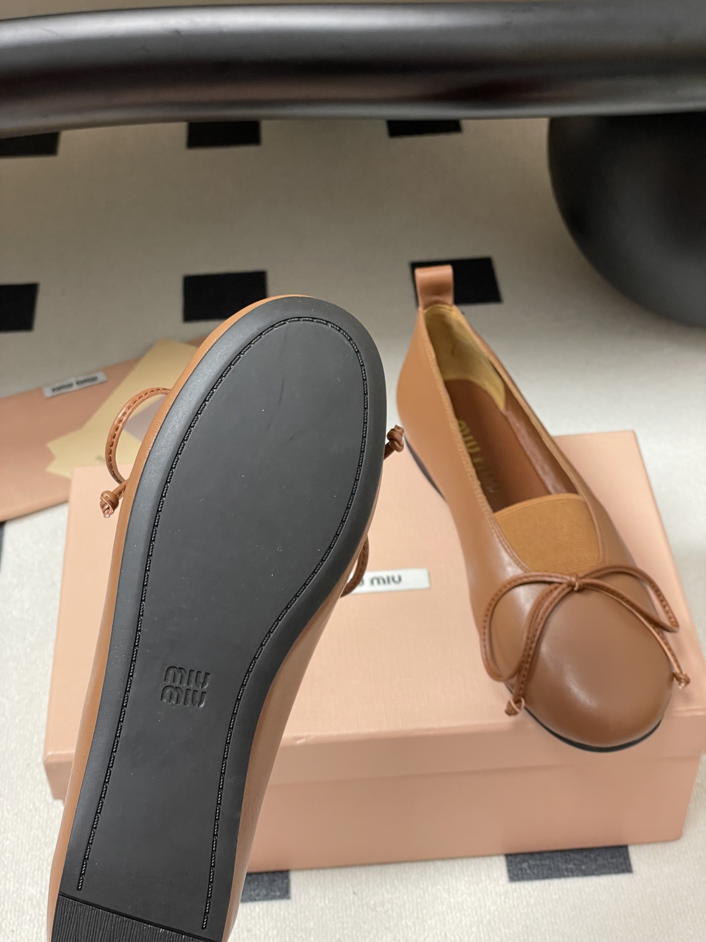 Miu Miu Women's Leather Ballerina Flats with Bow Accent - Chic and Comfortable 8 i1750195132304 4817 0 4