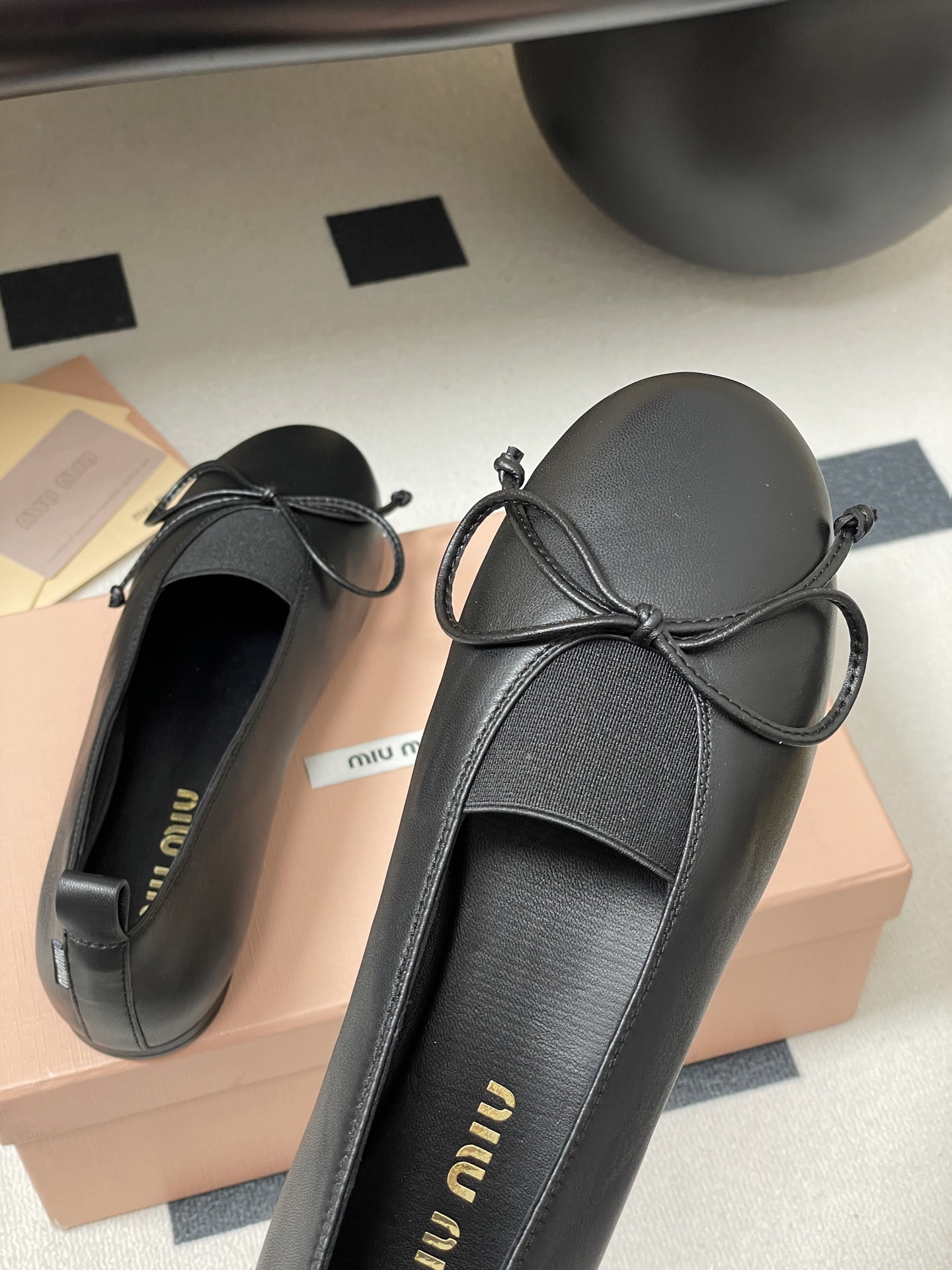Miu Miu Ballerinas: Round-Toe Bow Flats with Elastic Strap, Leather Shoes 10 i1750195174267 6309 0 3