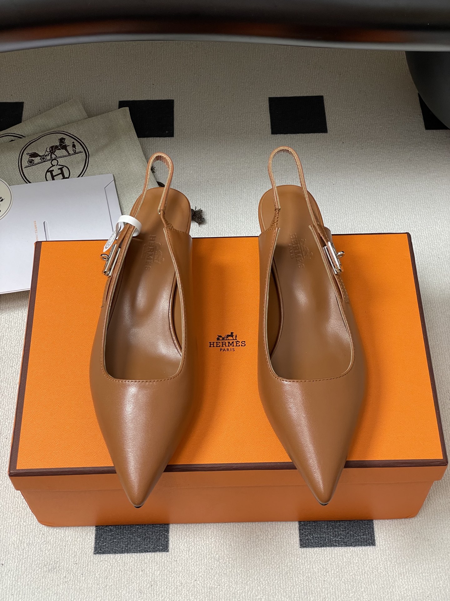 Hermès Pointed Toe Slingback Heels with Kelly Buckle - Nappa Leather 5 i1750281468983 5416 0 3