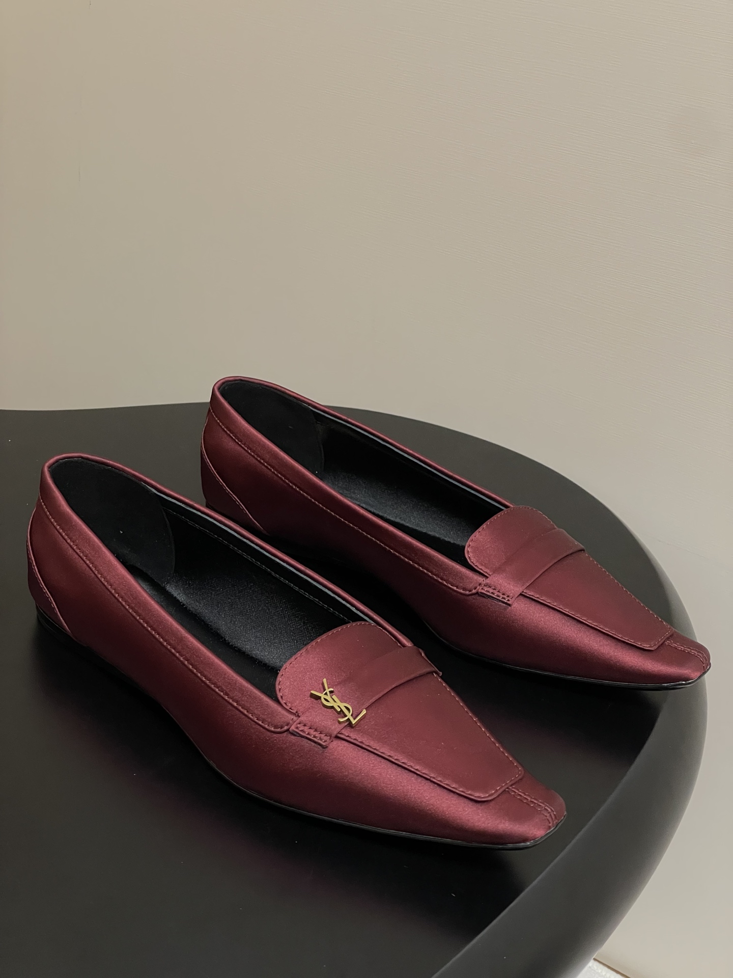 Saint Laurent 25th Anniversary Ballerina Shoes with Silk and Leather, featuring YSL logo and Cassandre detail. Sizes 35-39.