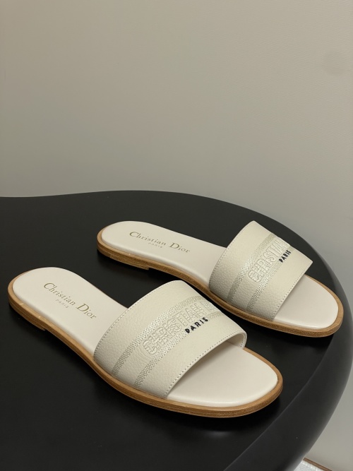 Dior Dway Cotton Slides with 'Christian Dior Paris' Signature Embroidery 1 Dior Dway Cotton Slides with 'Christian Dior Paris' Signature Embroidery