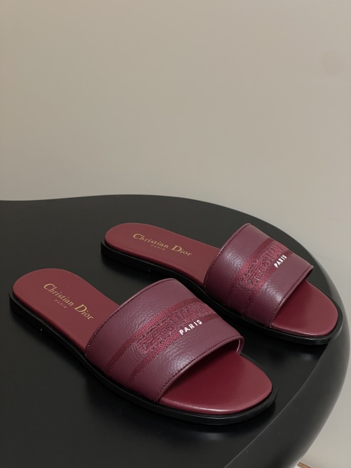 Dior Dway Leather Slides with CD Embroidery - Flat Heel Summer Sandals 1 Dior Dway Leather Slides with CD Embroidery - Flat Heel Summer Sandals