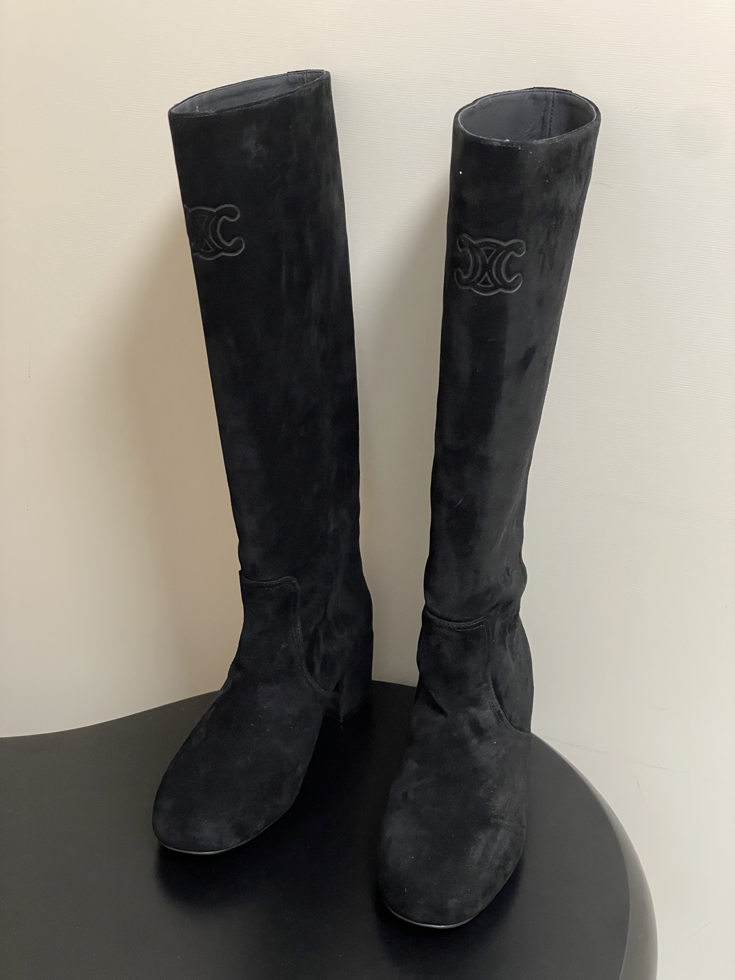 Celine Women's Triomphe Vintage Suede Chunky Heel Ankle Boots 3 i1754941061920 388 0 1