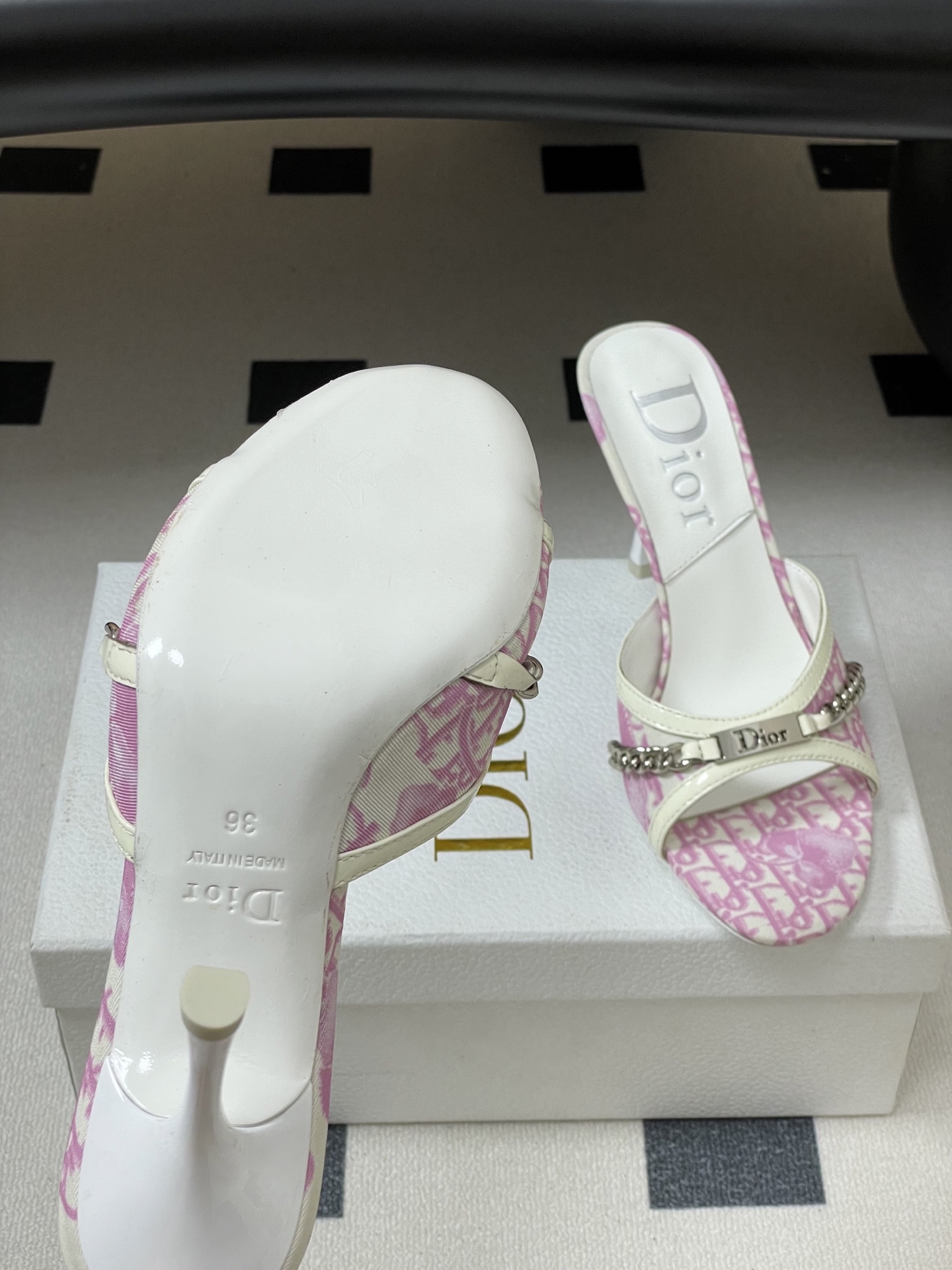 Dior Dior 迪奥 25ss春夏新款中古风链条高跟凉拖鞋