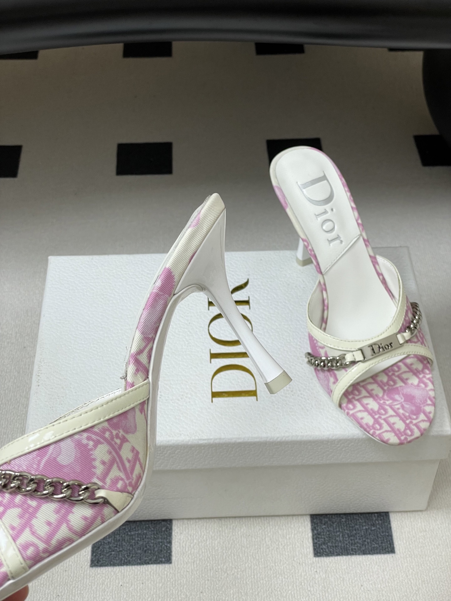Dior Dior 迪奥 25ss春夏新款中古风链条高跟凉拖鞋