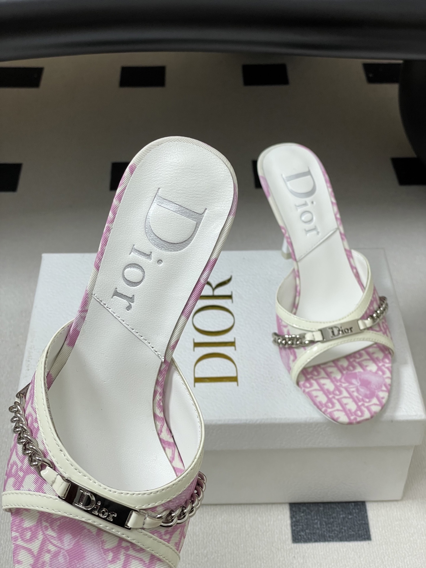 Dior Dior 迪奥 25ss春夏新款中古风链条高跟凉拖鞋