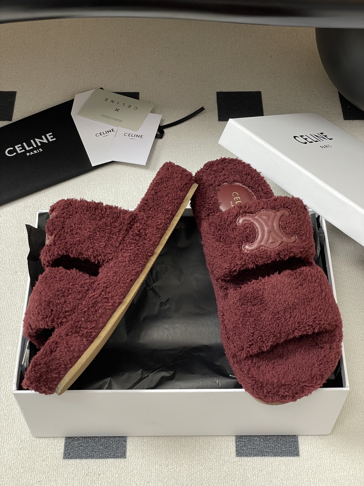 Celine CELINE赛琳 25S秋冬新款 凯旋门毛毛鞋厚底毛拖鞋