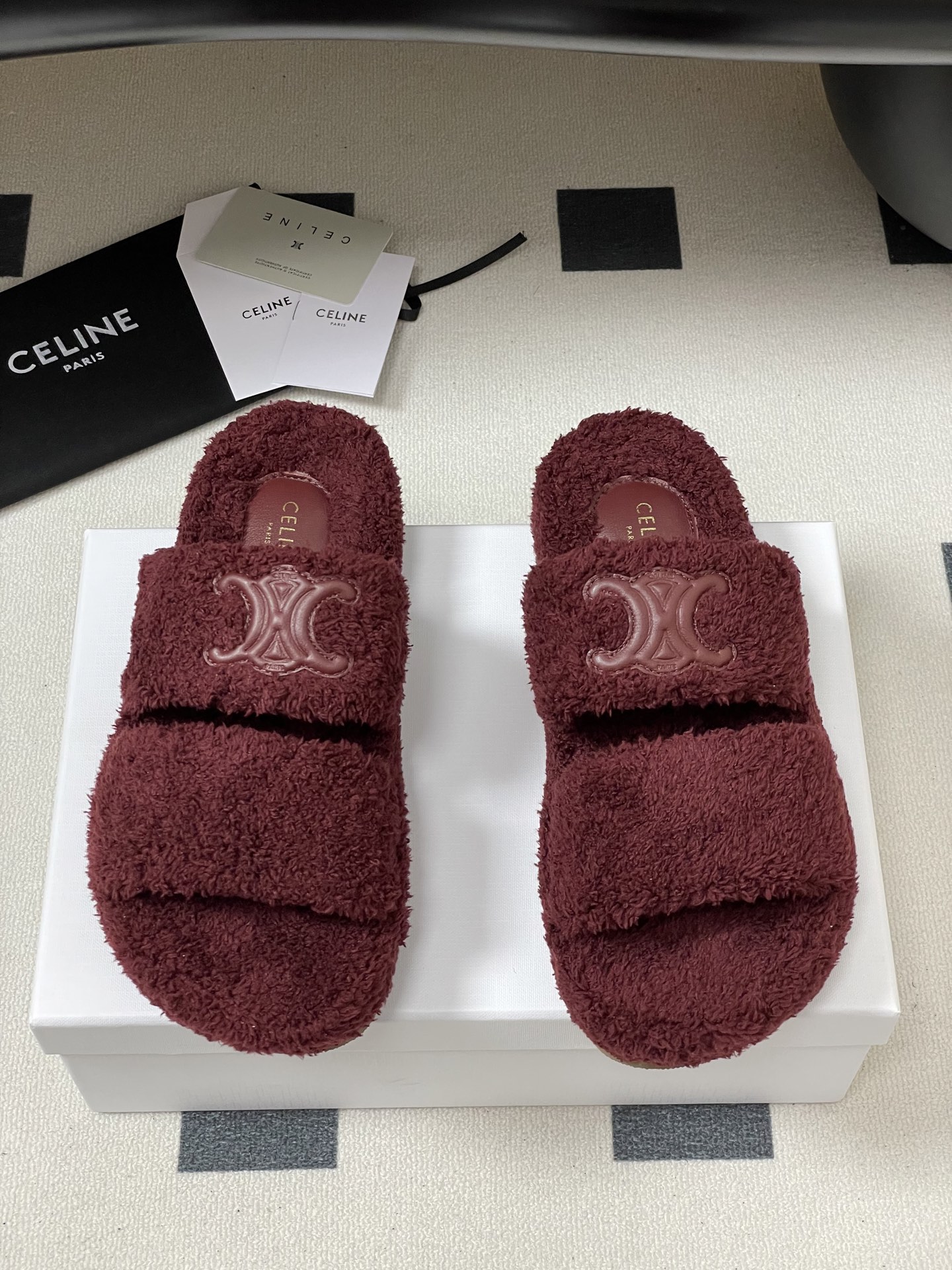 Celine CELINE赛琳 25S秋冬新款 凯旋门毛毛鞋厚底毛拖鞋