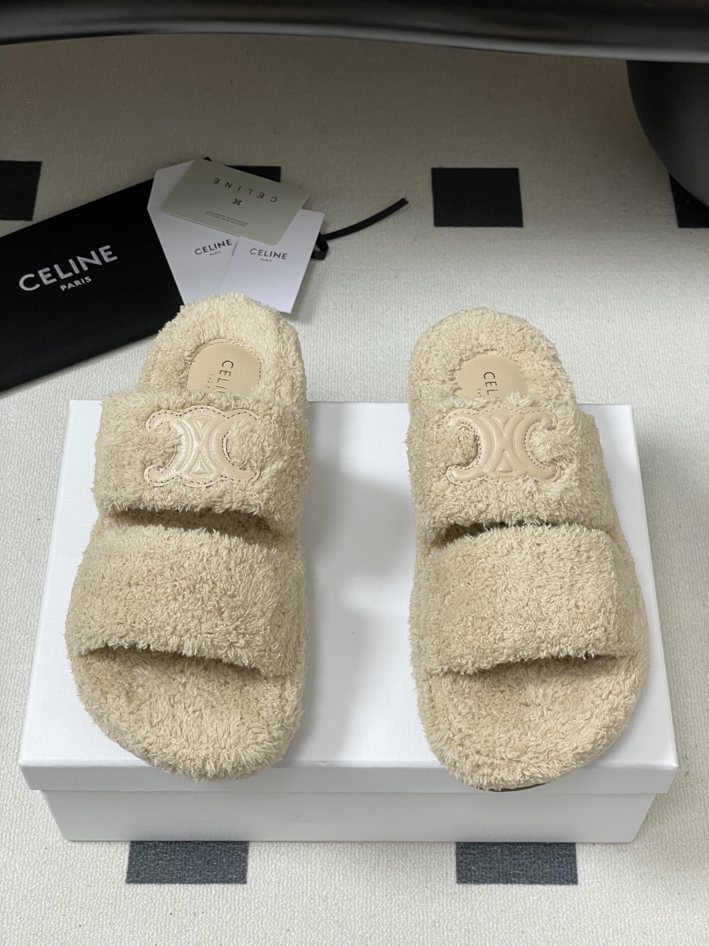 Celine CELINE赛琳 25S秋冬新款 凯旋门毛毛鞋厚底毛拖鞋