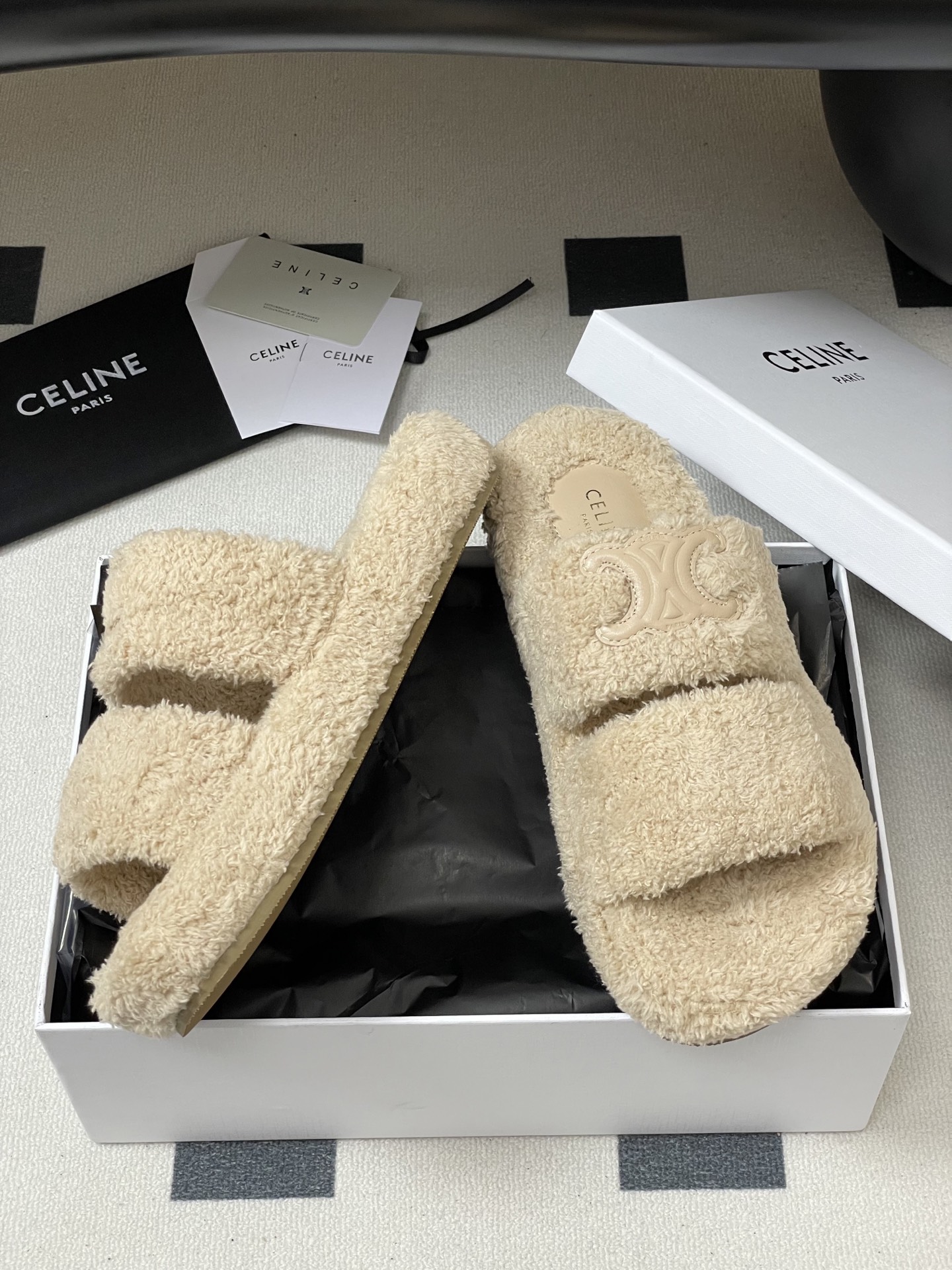 Celine CELINE赛琳 25S秋冬新款 凯旋门毛毛鞋厚底毛拖鞋