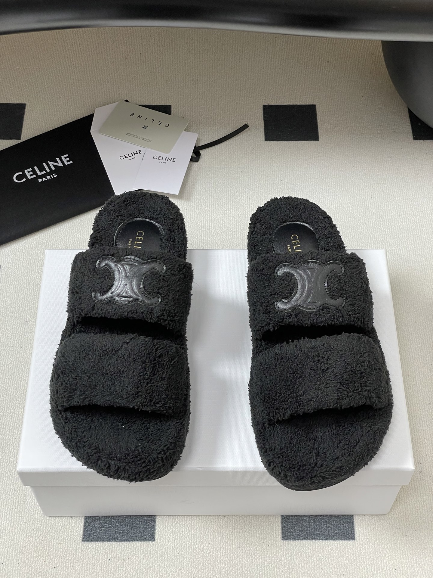 Celine CELINE赛琳 25S秋冬新款 凯旋门毛毛鞋厚底毛拖鞋