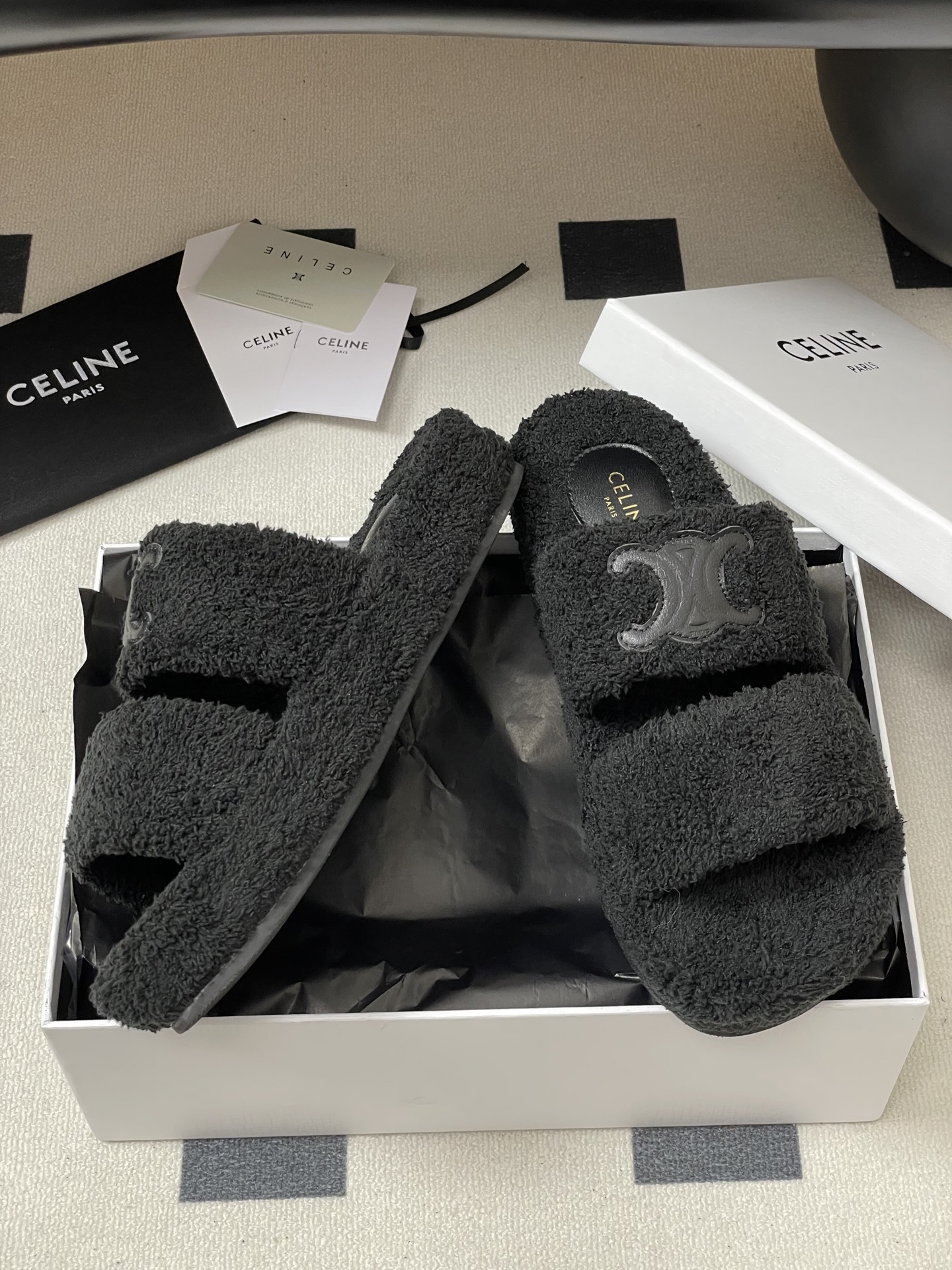 Celine CELINE赛琳 25S秋冬新款 凯旋门毛毛鞋厚底毛拖鞋