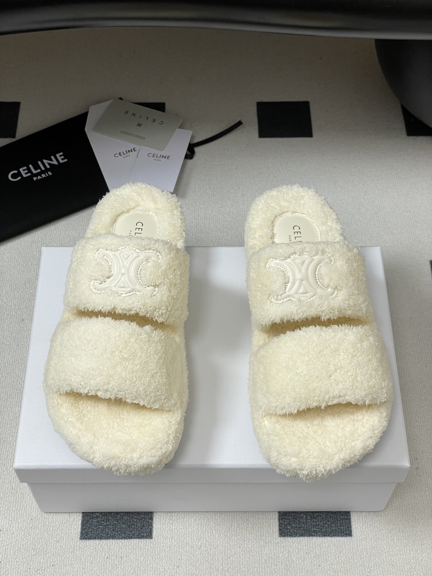 Celine CELINE赛琳 25S秋冬新款 凯旋门毛毛鞋厚底毛拖鞋