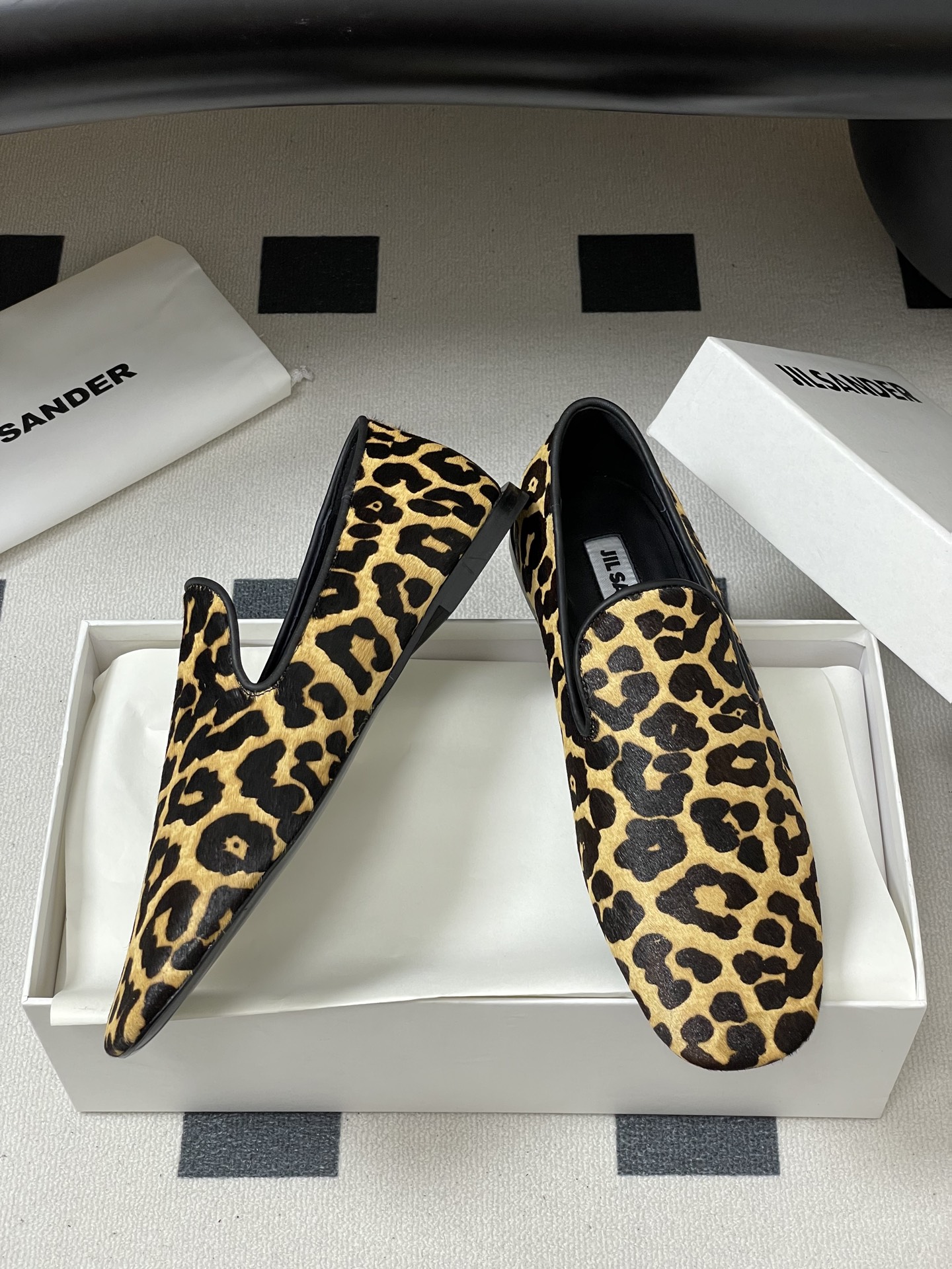 Jil Sander Leopard Print Hair Loafers,Slip-on Style, Square Toe, Comfortable 7 i1757106501875 9510 0 4