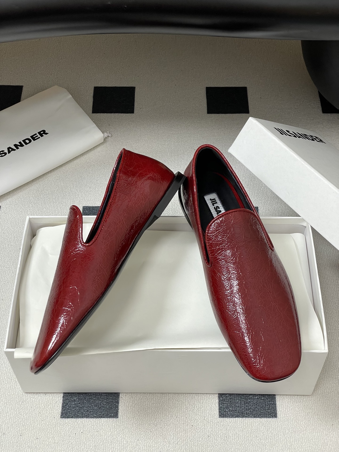 Jil Sander Women's Square Toe Leather Loafer Slip-On Flat Shoes 7 i1757106594295 1272 0 8