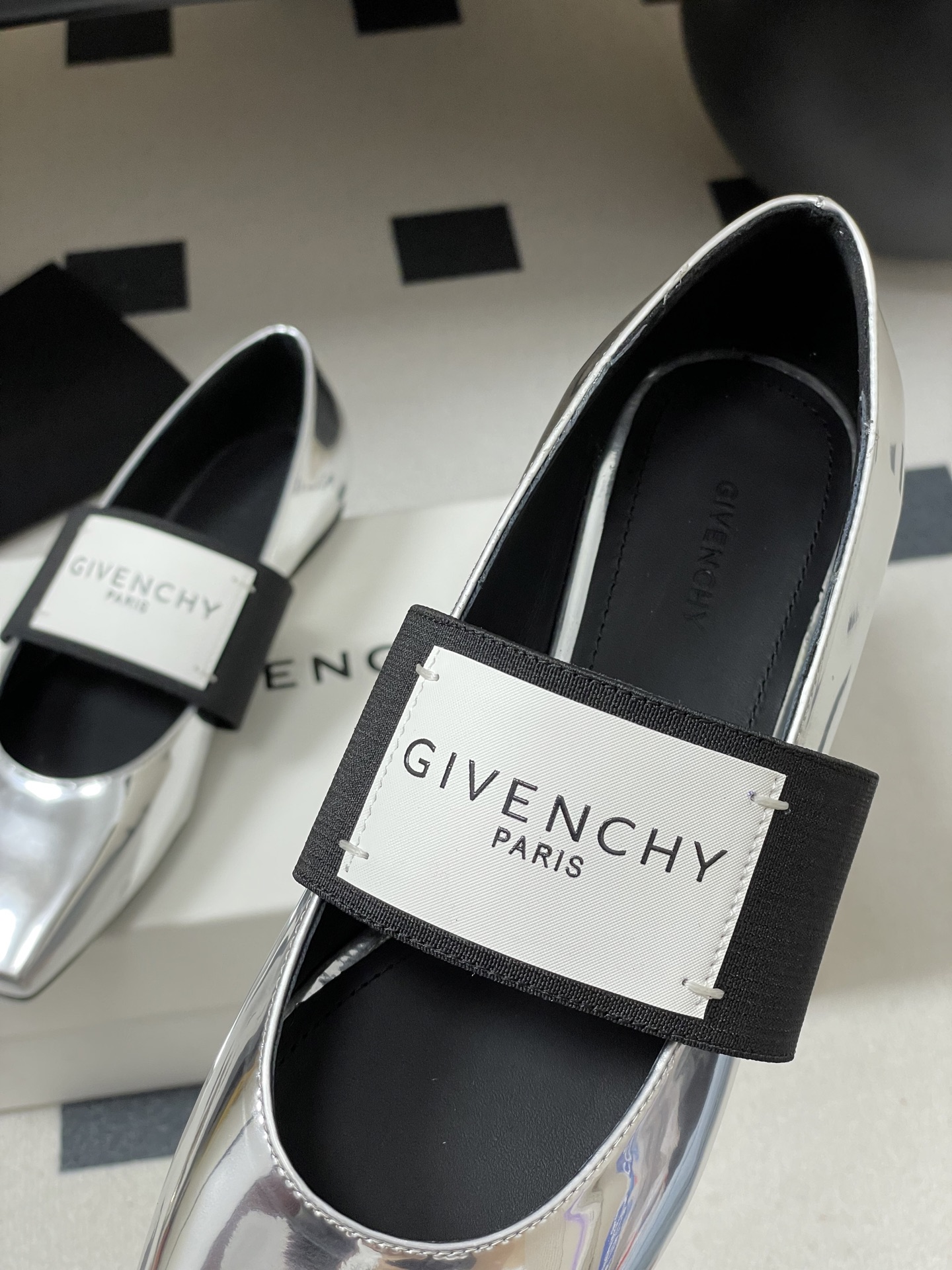 Givenchy Sliced Square Ballet Flats - Silver Leather Mary Janes 10 i1757879298809 8139 0 6