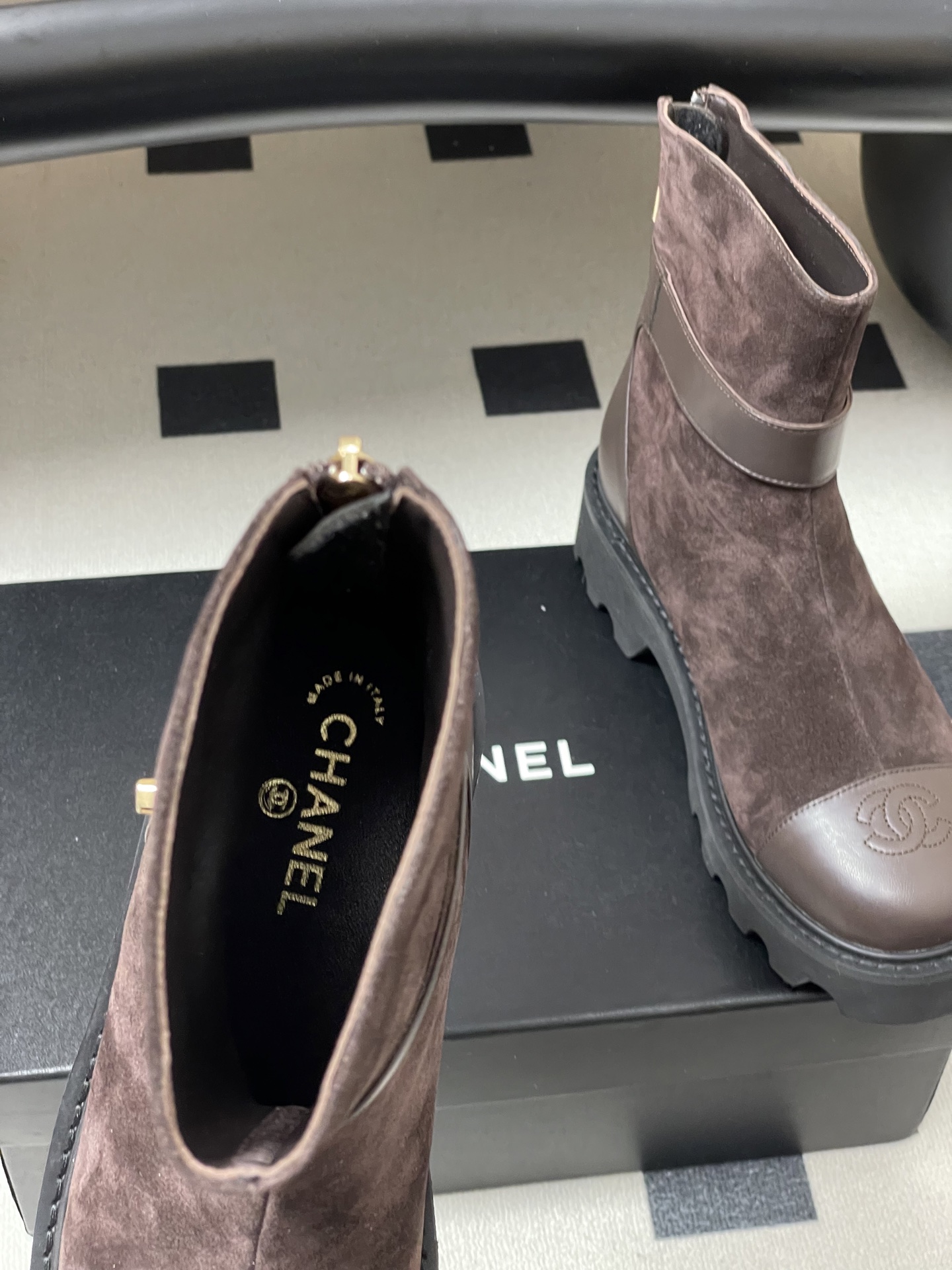 Chanel Suede Ankle Boots with CC Buckle - Elegant Two-Tone Design 7 i1764790456253 9892 0 5