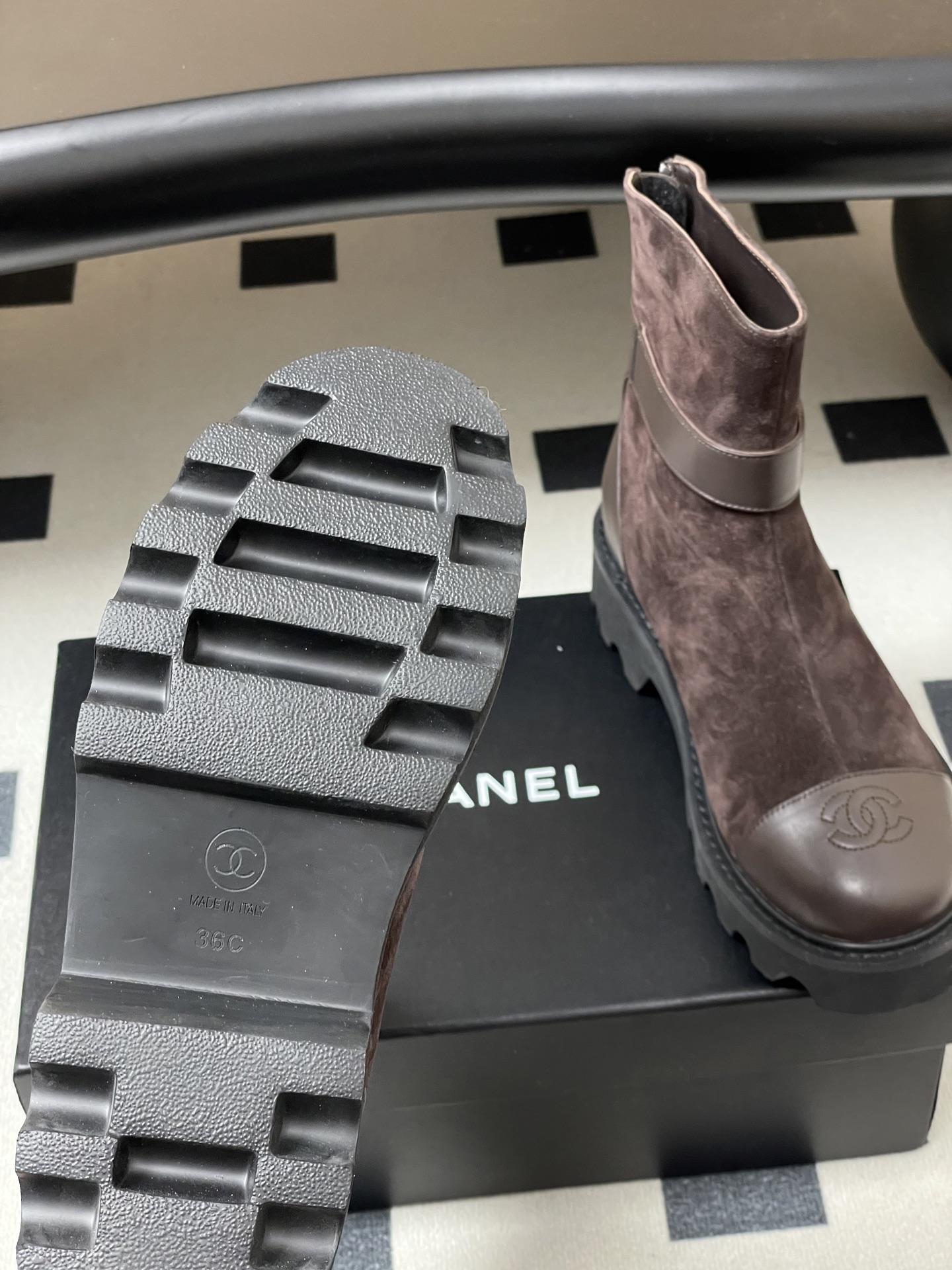 Chanel Suede Ankle Boots with CC Buckle - Elegant Two-Tone Design 8 i1764790456480 262 0 6