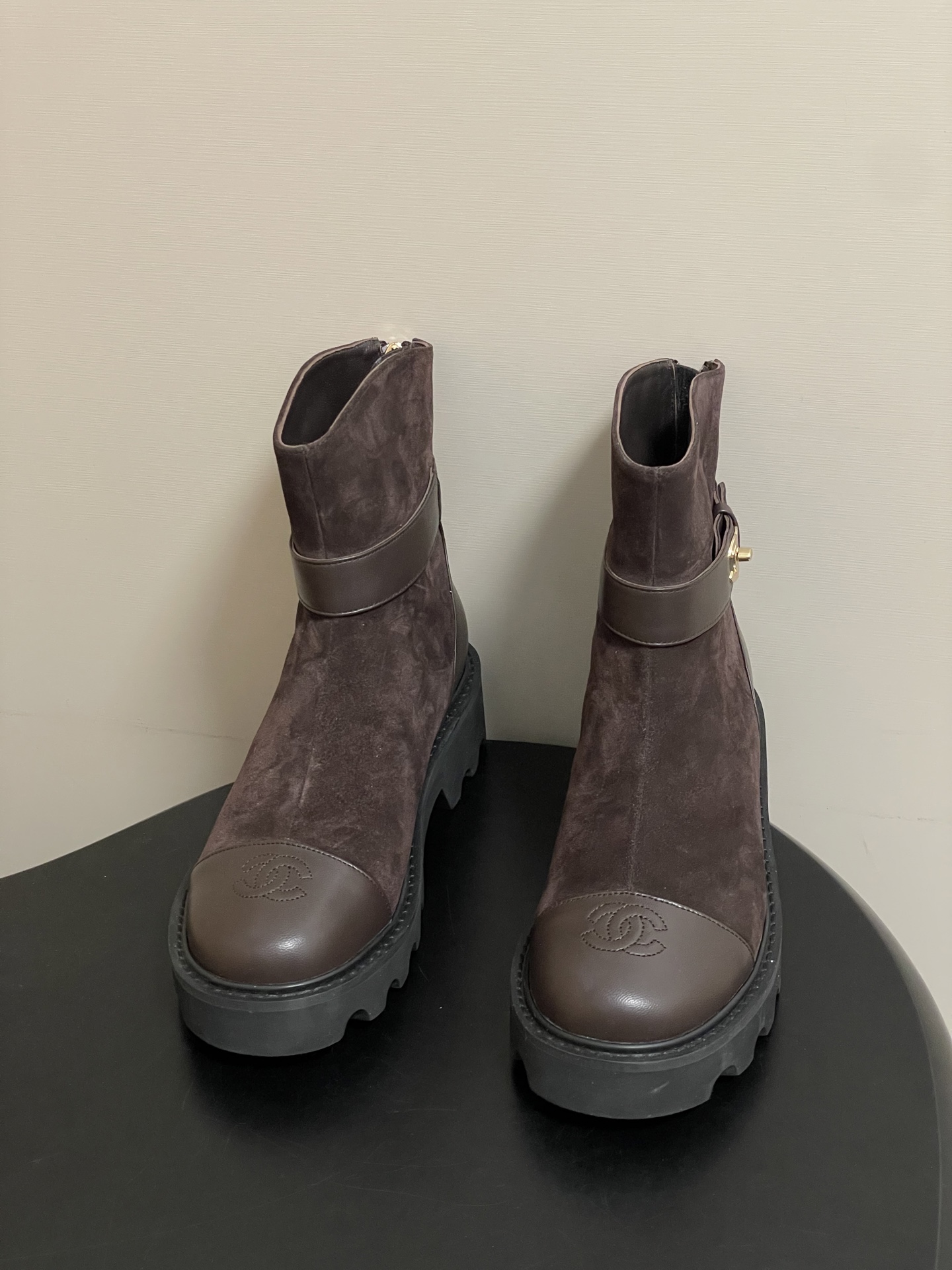 Chanel Suede Ankle Boots with CC Buckle - Elegant Two-Tone Design 3 i1764790459687 8723 0 1