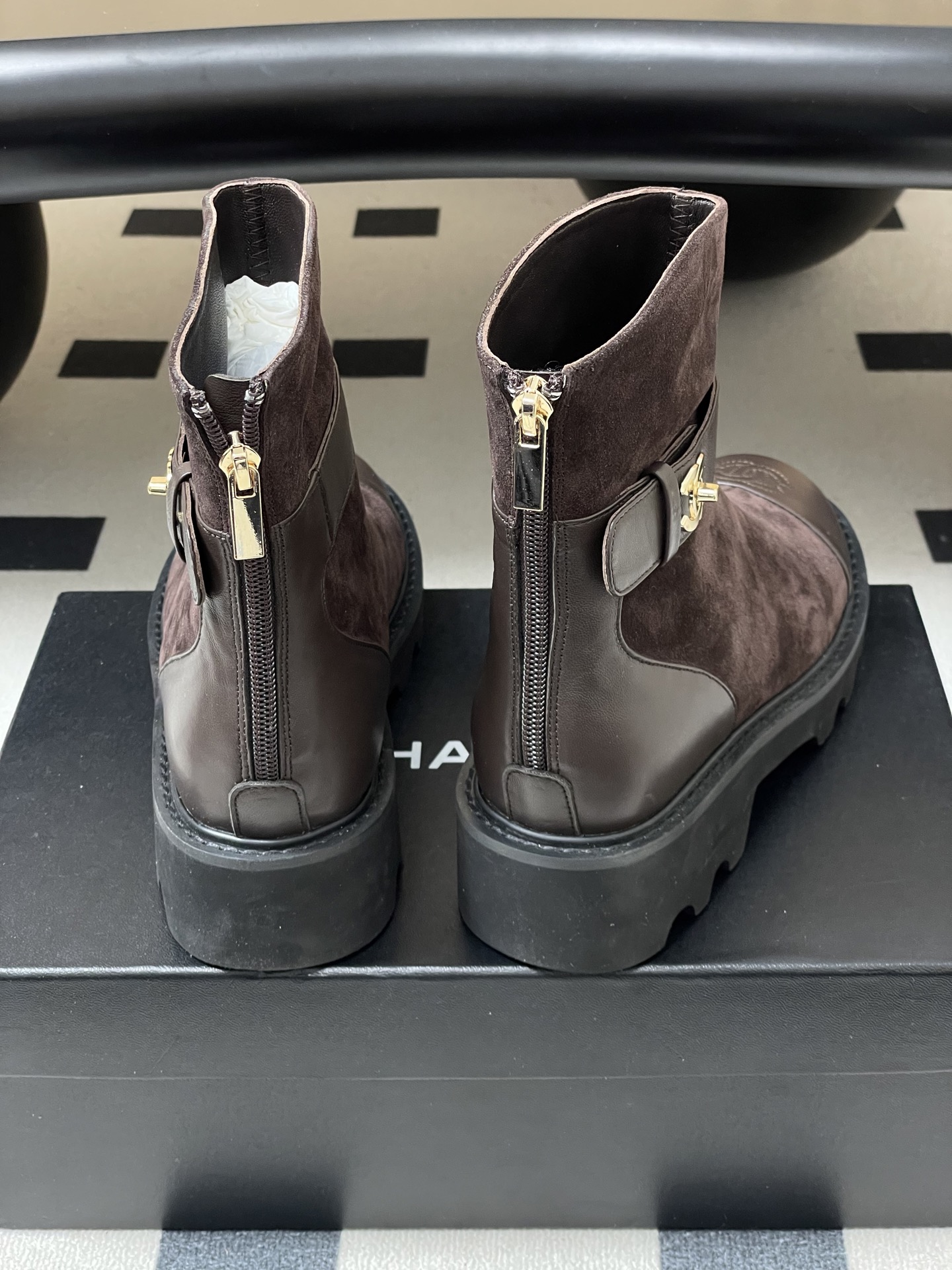 Chanel Suede Ankle Boots with CC Buckle - Elegant Two-Tone Design 10 i1764790463325 9068 0 8