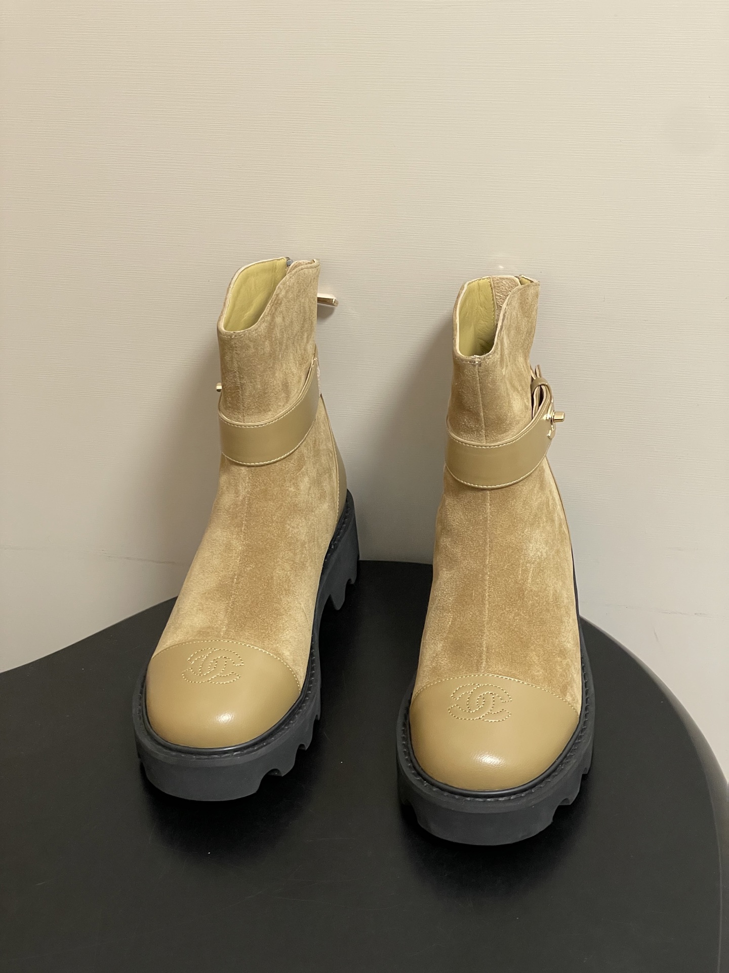 Chanel Suede Ankle Boots with CC Buckle - Elegant Two-Tone Design 3 i1764790473603 7466 0 1