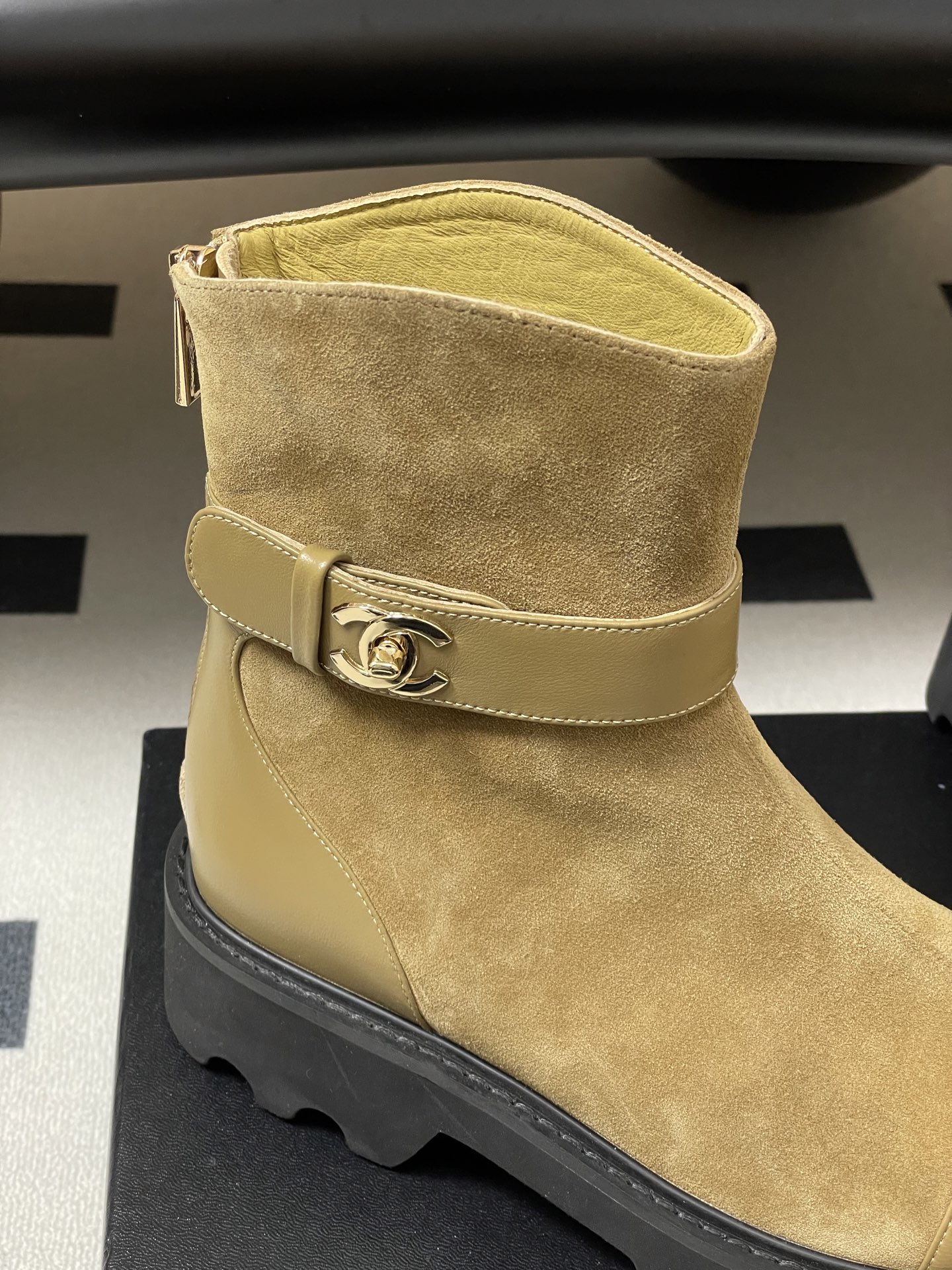 Chanel Suede Ankle Boots with CC Buckle - Elegant Two-Tone Design 9 i1764790473608 4796 0 5