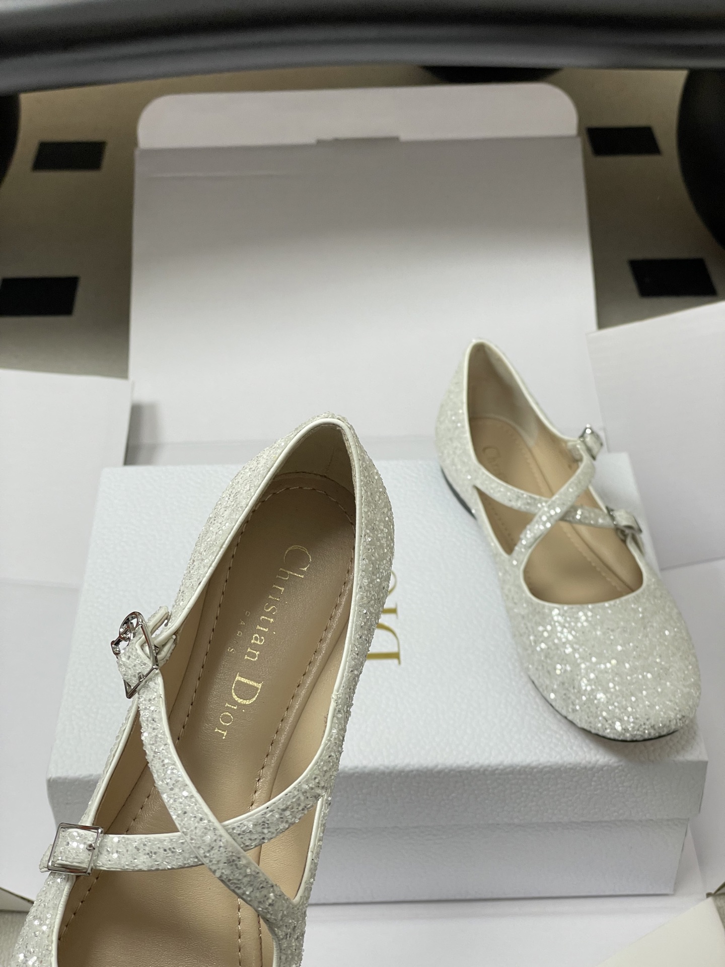 Dior 26ss春夏新款Dior 迪奥VeryDior芭蕾鞋交叉带搭扣玛丽珍鞋亮片芭蕾舞鞋透明网纱电绣网面平底单鞋