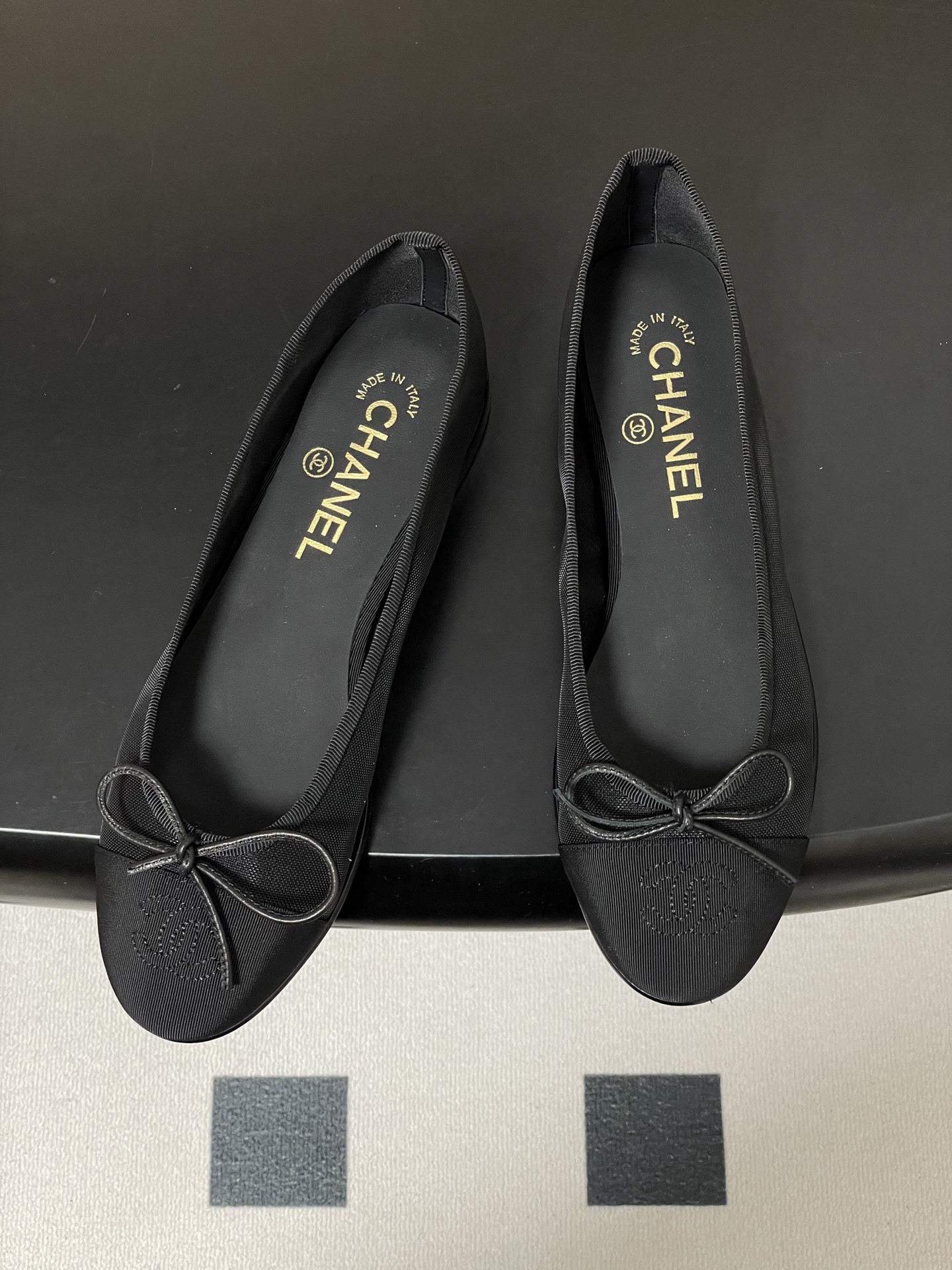 Chanel 26P早春最新配色 超火网纱面Chanel小香蝴蝶结芭蕾舞鞋平底网纱单鞋透气网面万年 款