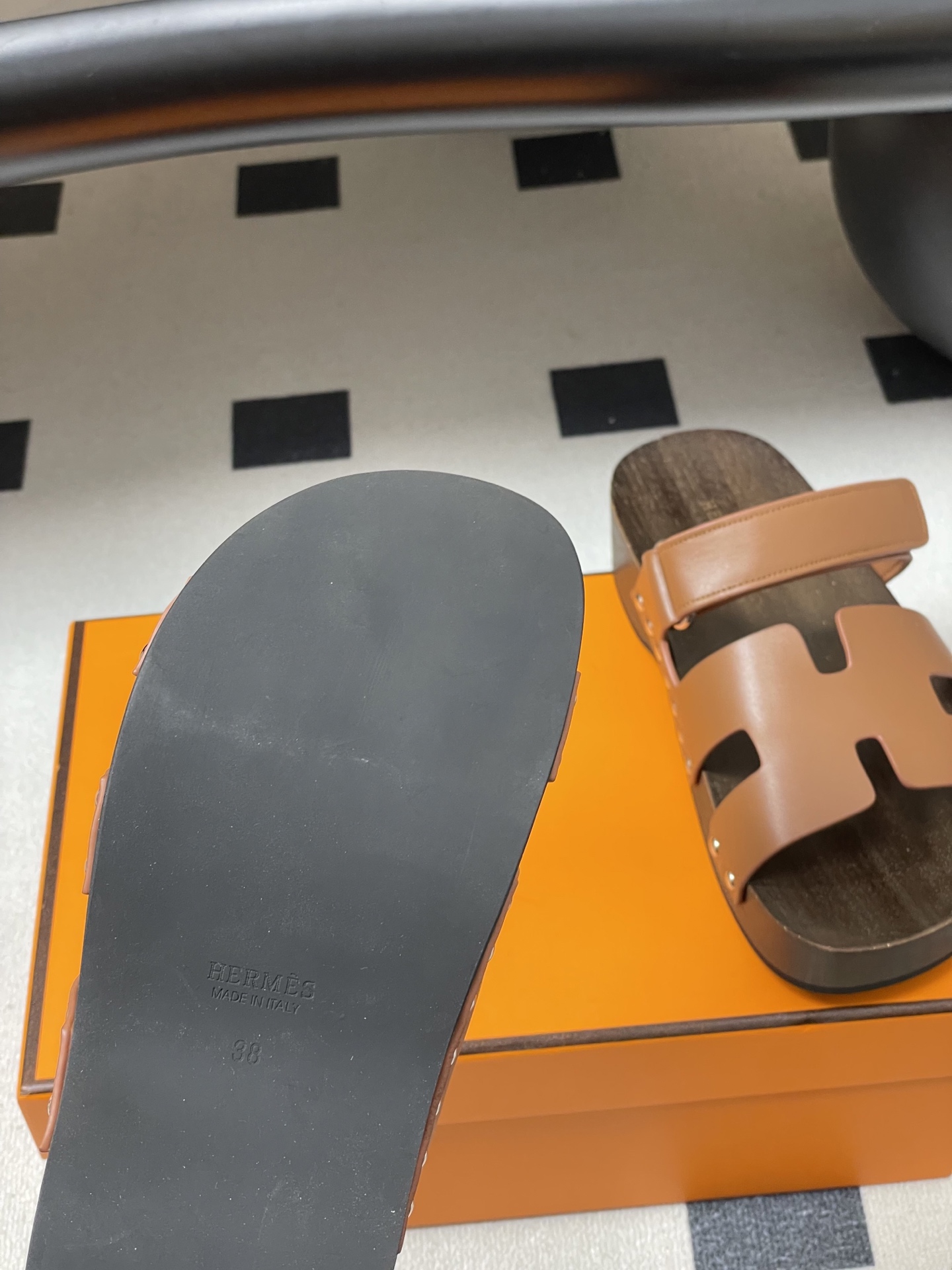 -Hermes 爱马仕🐎 H家 CheryP 实木底二舅拖鞋H 鞋面魔术贴厚底二舅凉拖鞋休闲懒人鞋各色真
