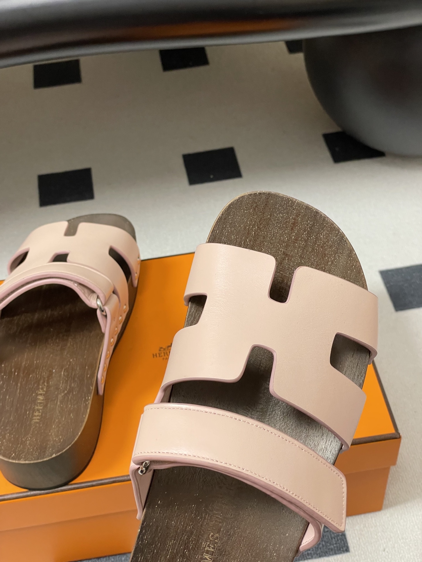 -Hermes 爱马仕🐎 H家 CheryP 实木底二舅拖鞋H 鞋面魔术贴厚底二舅凉拖鞋休闲懒人鞋各色真