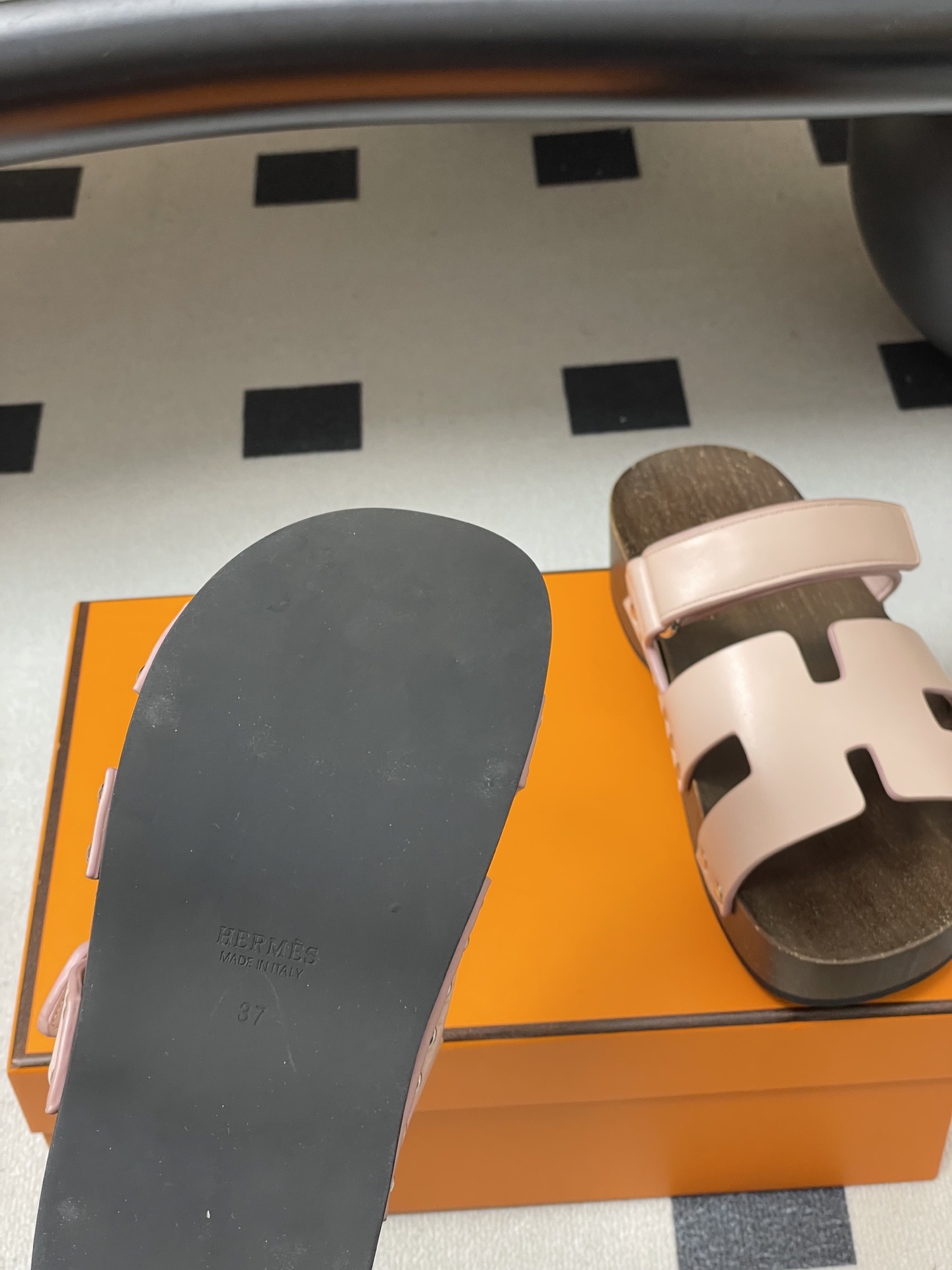 -Hermes 爱马仕🐎 H家 CheryP 实木底二舅拖鞋H 鞋面魔术贴厚底二舅凉拖鞋休闲懒人鞋各色真