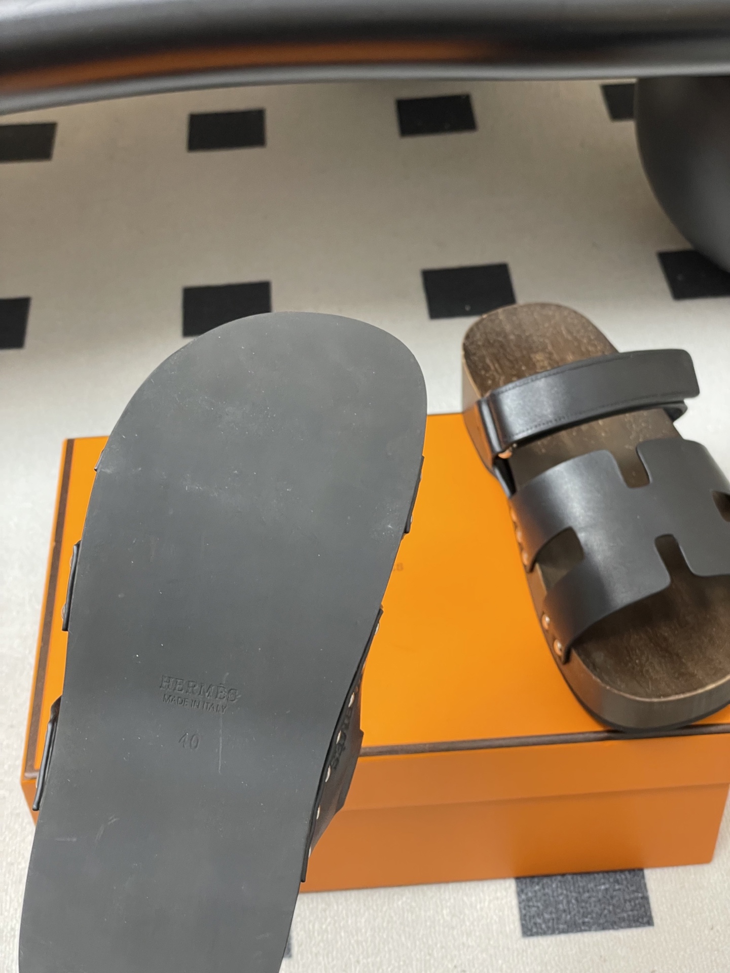 -Hermes 爱马仕🐎 H家 CheryP 实木底二舅拖鞋H 鞋面魔术贴厚底二舅凉拖鞋休闲懒人鞋各色真