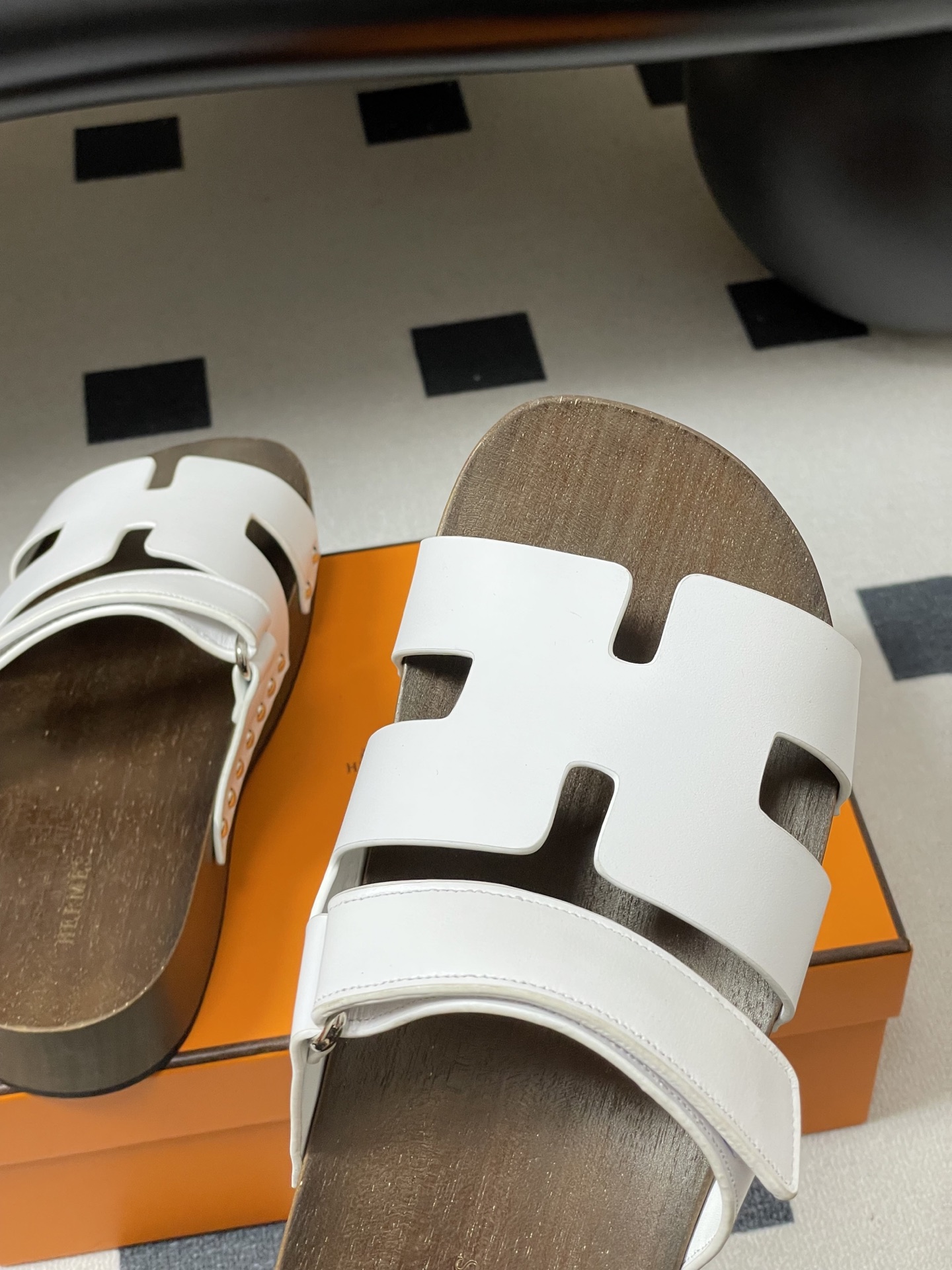 -Hermes 爱马仕🐎 H家 CheryP 实木底二舅拖鞋H 鞋面魔术贴厚底二舅凉拖鞋休闲懒人鞋各色真