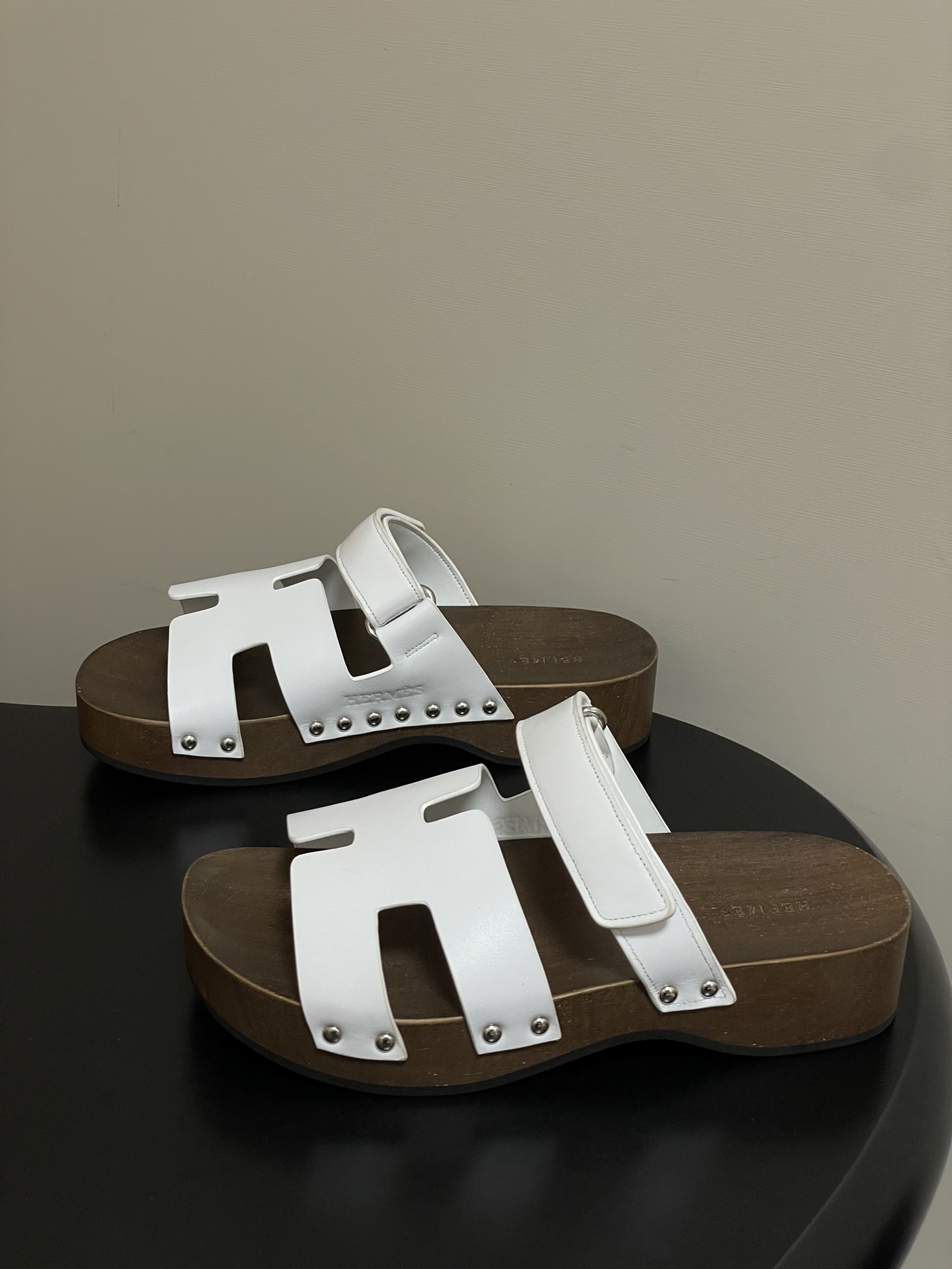 -Hermes 爱马仕🐎 H家 CheryP 实木底二舅拖鞋H 鞋面魔术贴厚底二舅凉拖鞋休闲懒人鞋各色真