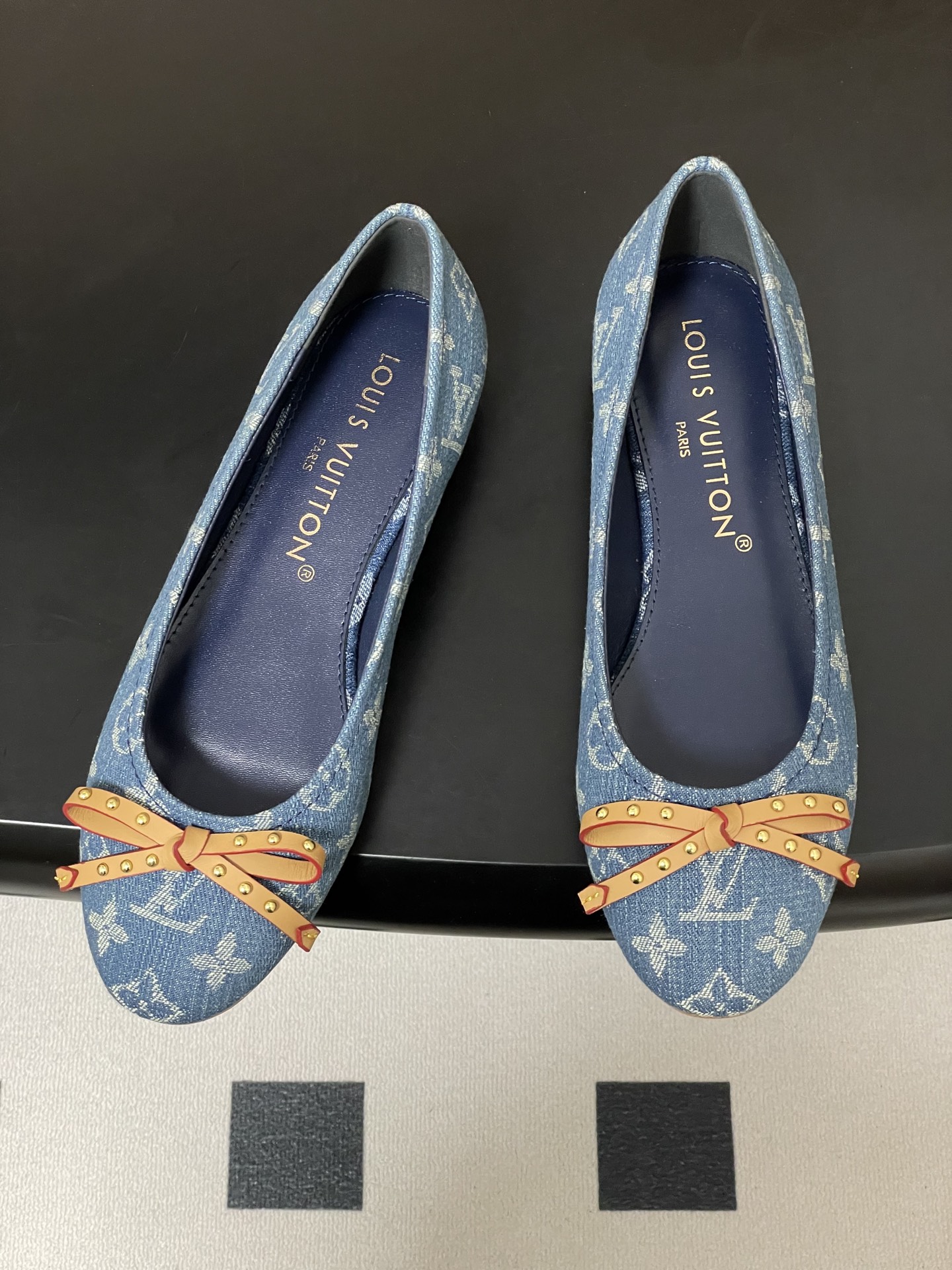 -26Ss春季新款Louis Vuitton LV 老花芭蕾舞鞋蝴蝶结拼色平底单鞋丹宁牛仔布船鞋本款Da
