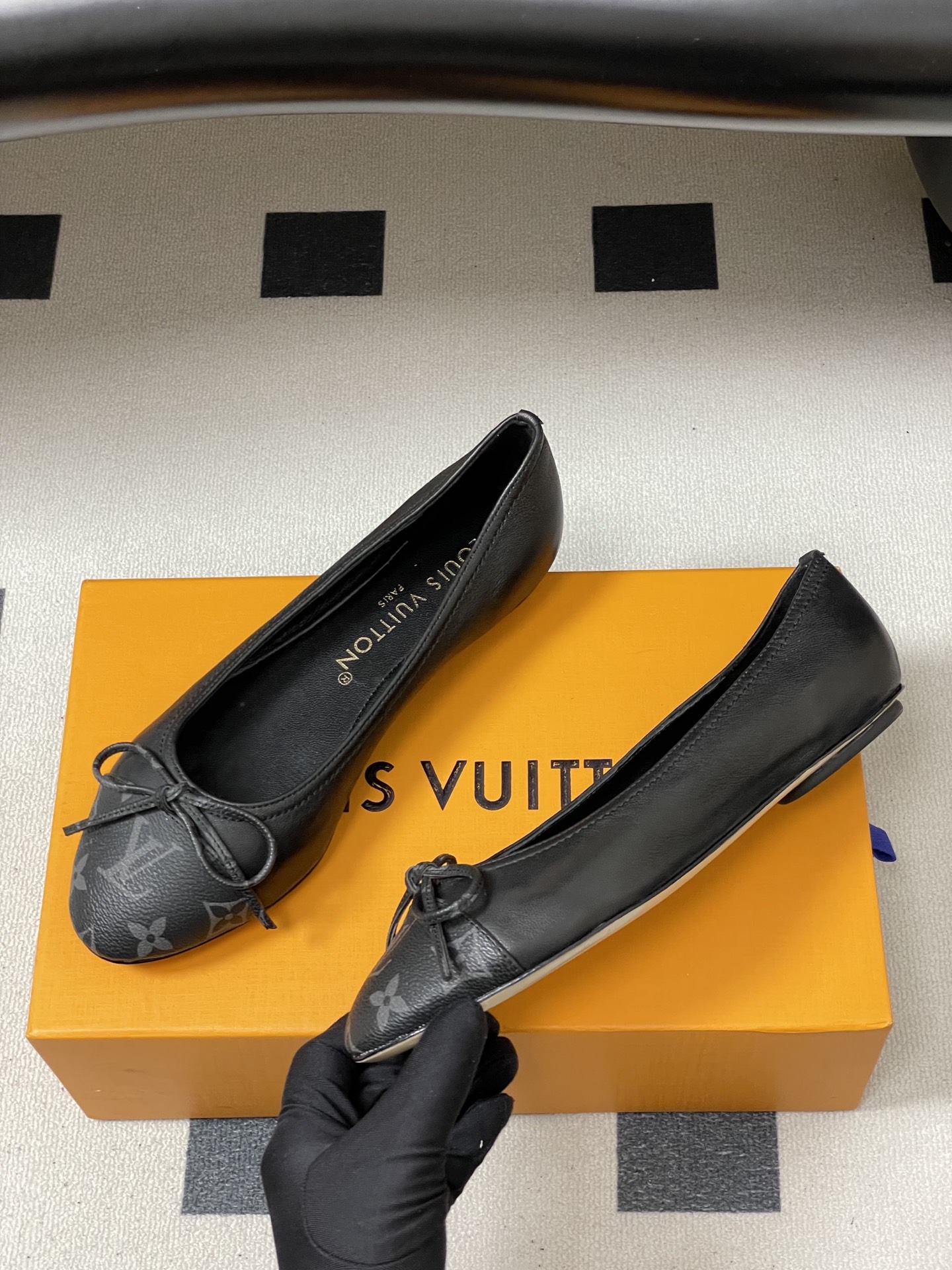 -26Ss春季新款Louis Vuitton LV 老花芭蕾舞鞋蝴蝶结拼色平底单鞋丹宁牛仔布船鞋本款Da