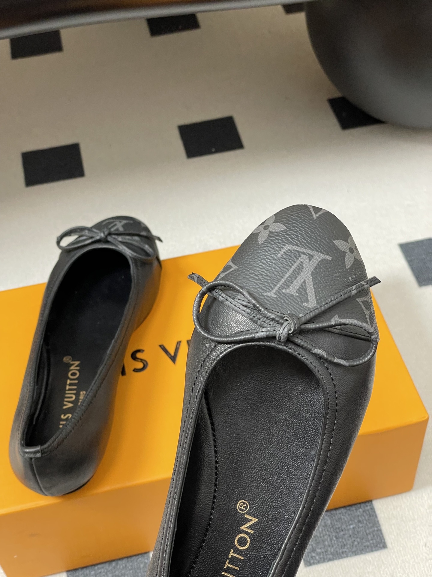 -26Ss春季新款Louis Vuitton LV 老花芭蕾舞鞋蝴蝶结拼色平底单鞋丹宁牛仔布船鞋本款Da