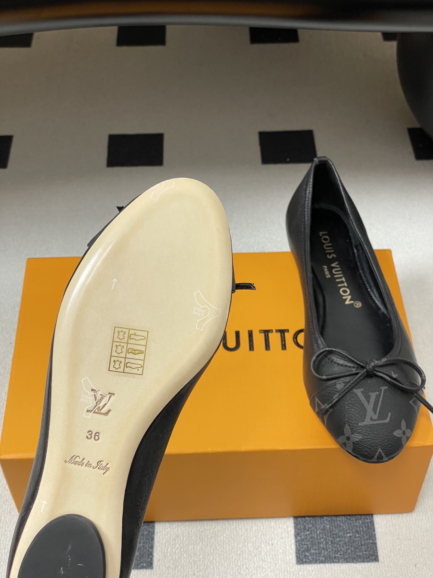 -26Ss春季新款Louis Vuitton LV 老花芭蕾舞鞋蝴蝶结拼色平底单鞋丹宁牛仔布船鞋本款Da