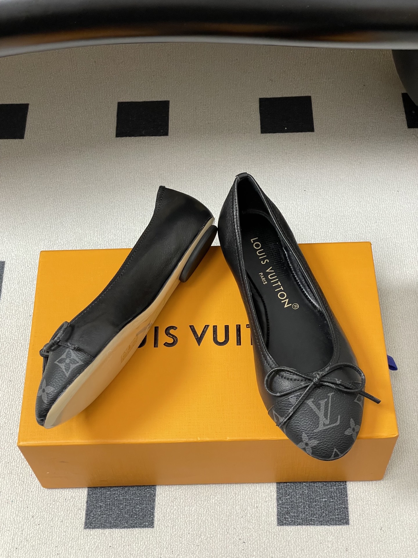 -26Ss春季新款Louis Vuitton LV 老花芭蕾舞鞋蝴蝶结拼色平底单鞋丹宁牛仔布船鞋本款Da