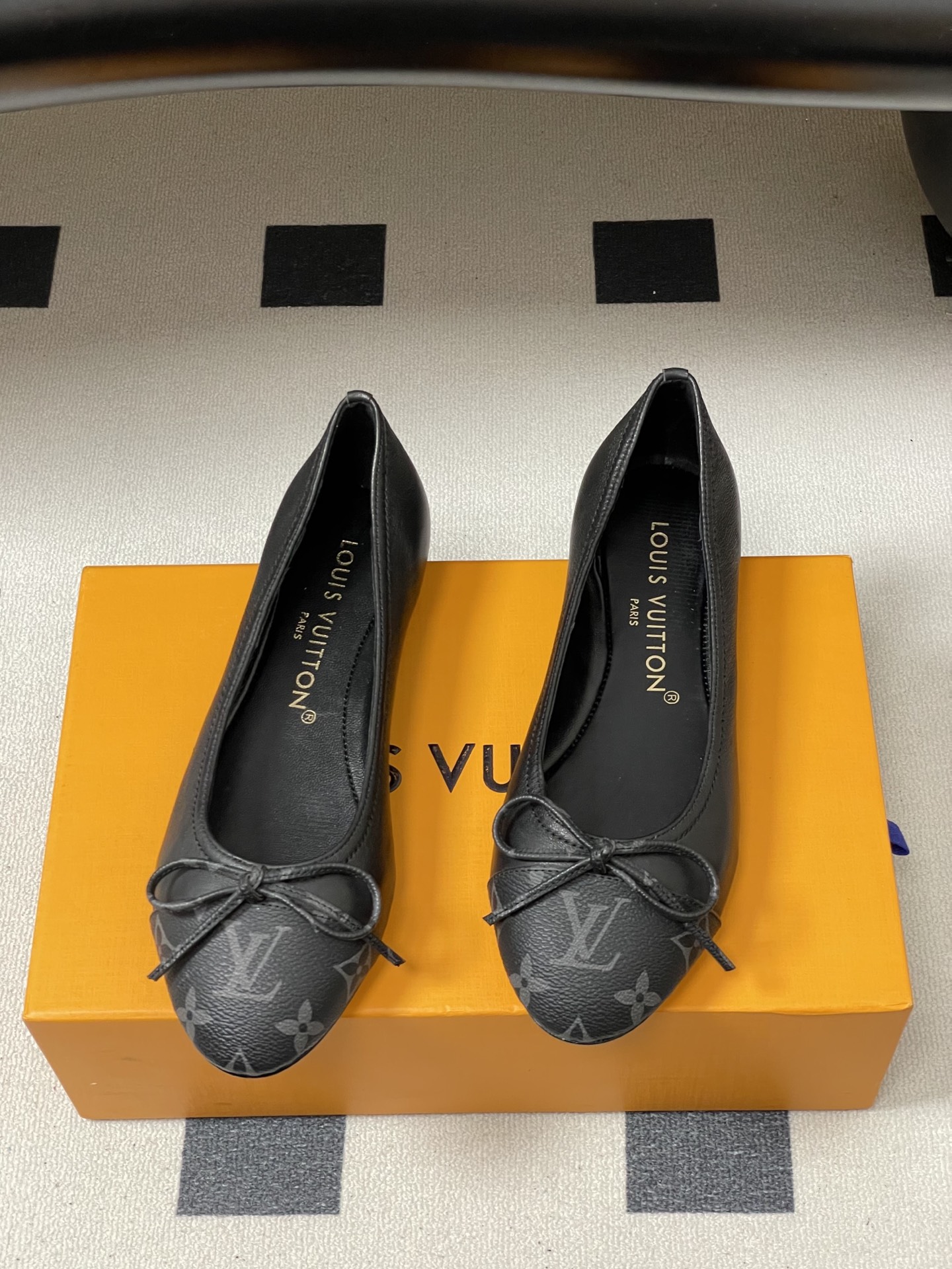 -26Ss春季新款Louis Vuitton LV 老花芭蕾舞鞋蝴蝶结拼色平底单鞋丹宁牛仔布船鞋本款Da