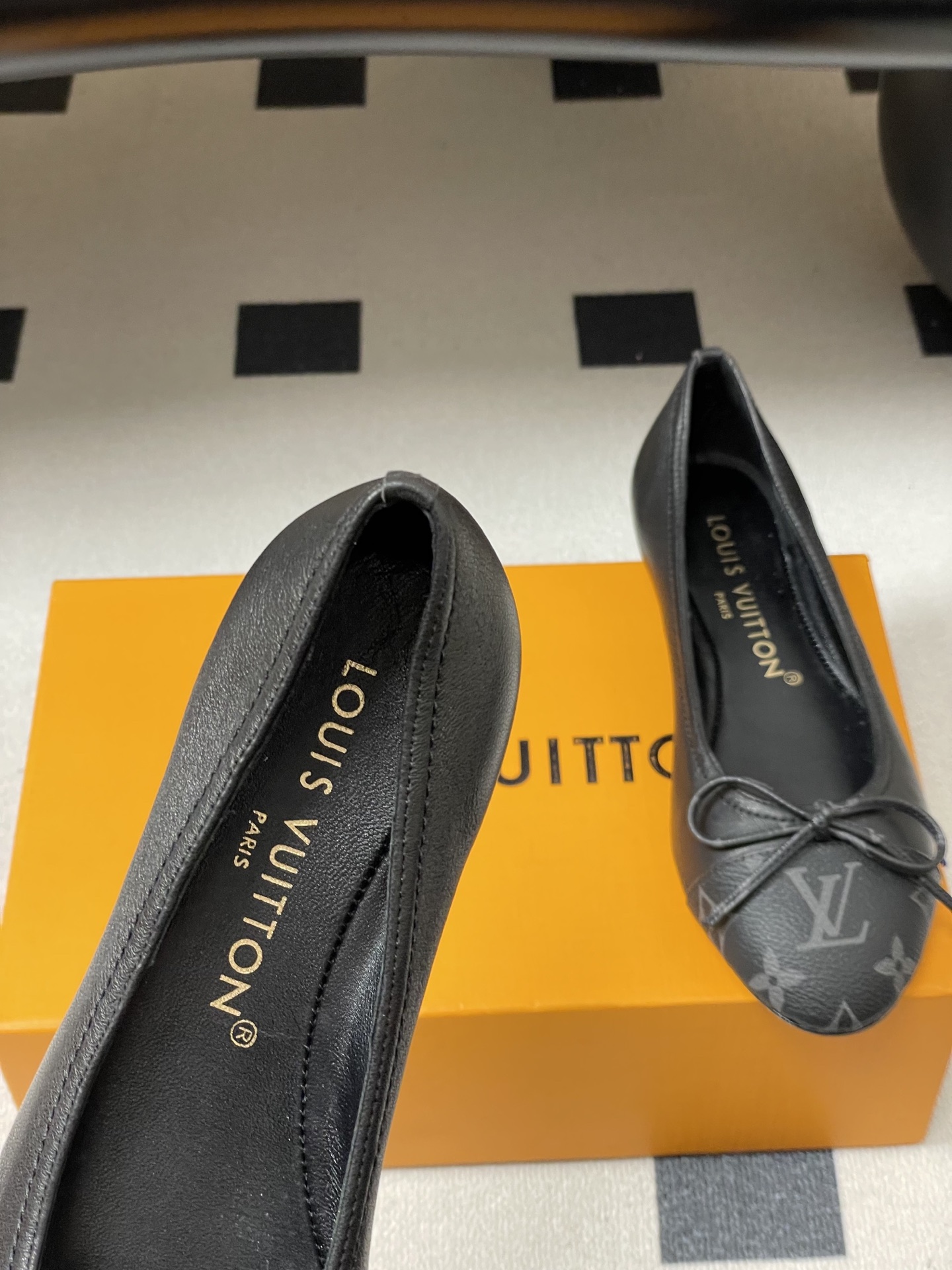 -26Ss春季新款Louis Vuitton LV 老花芭蕾舞鞋蝴蝶结拼色平底单鞋丹宁牛仔布船鞋本款Da