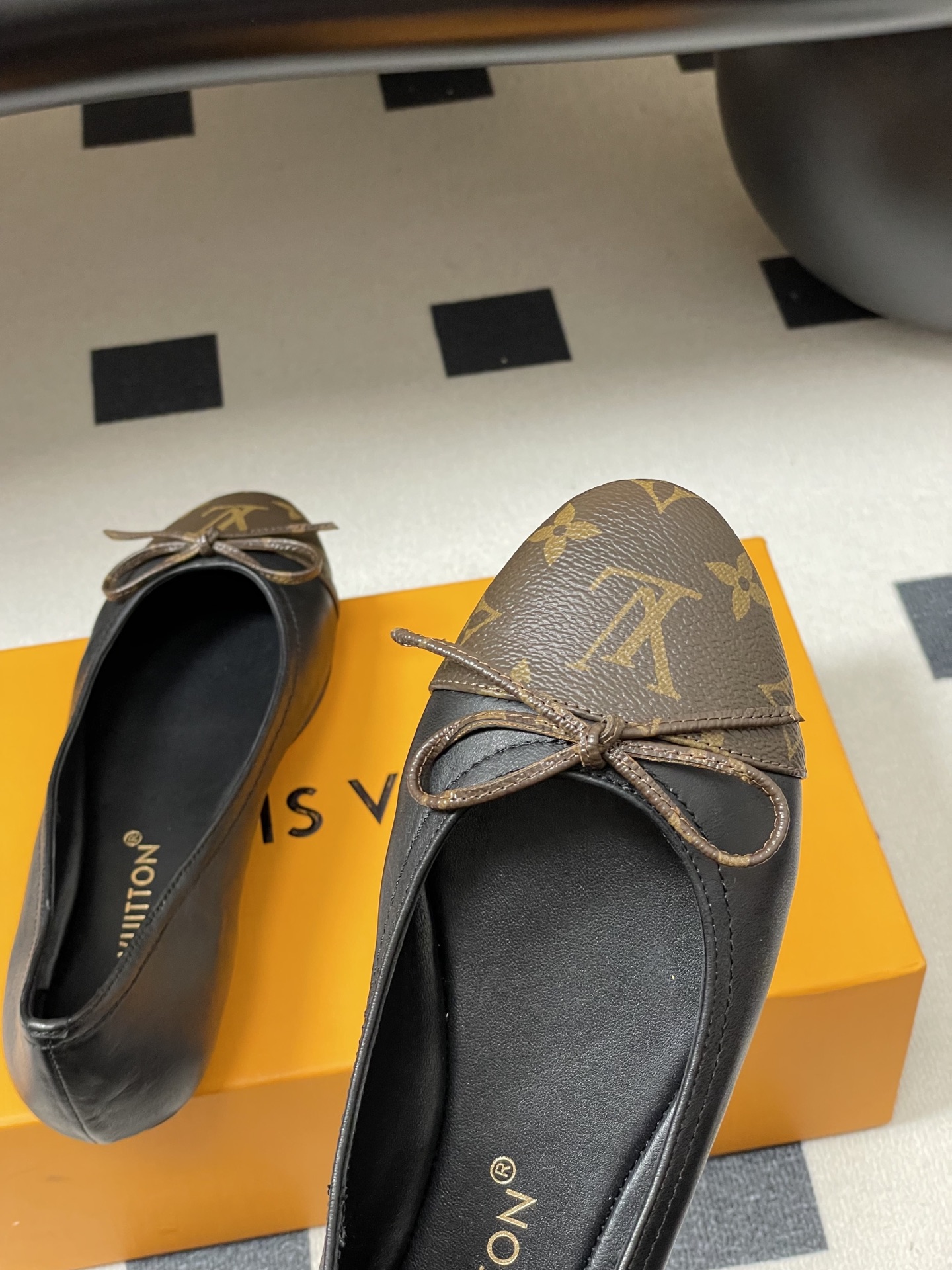 -26Ss春季新款Louis Vuitton LV 老花芭蕾舞鞋蝴蝶结拼色平底单鞋丹宁牛仔布船鞋本款Da