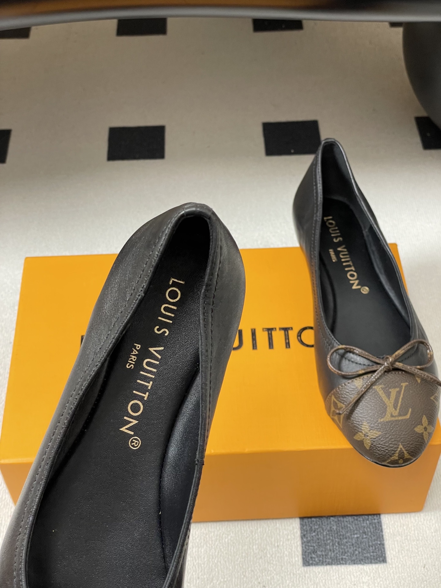 -26Ss春季新款Louis Vuitton LV 老花芭蕾舞鞋蝴蝶结拼色平底单鞋丹宁牛仔布船鞋本款Da