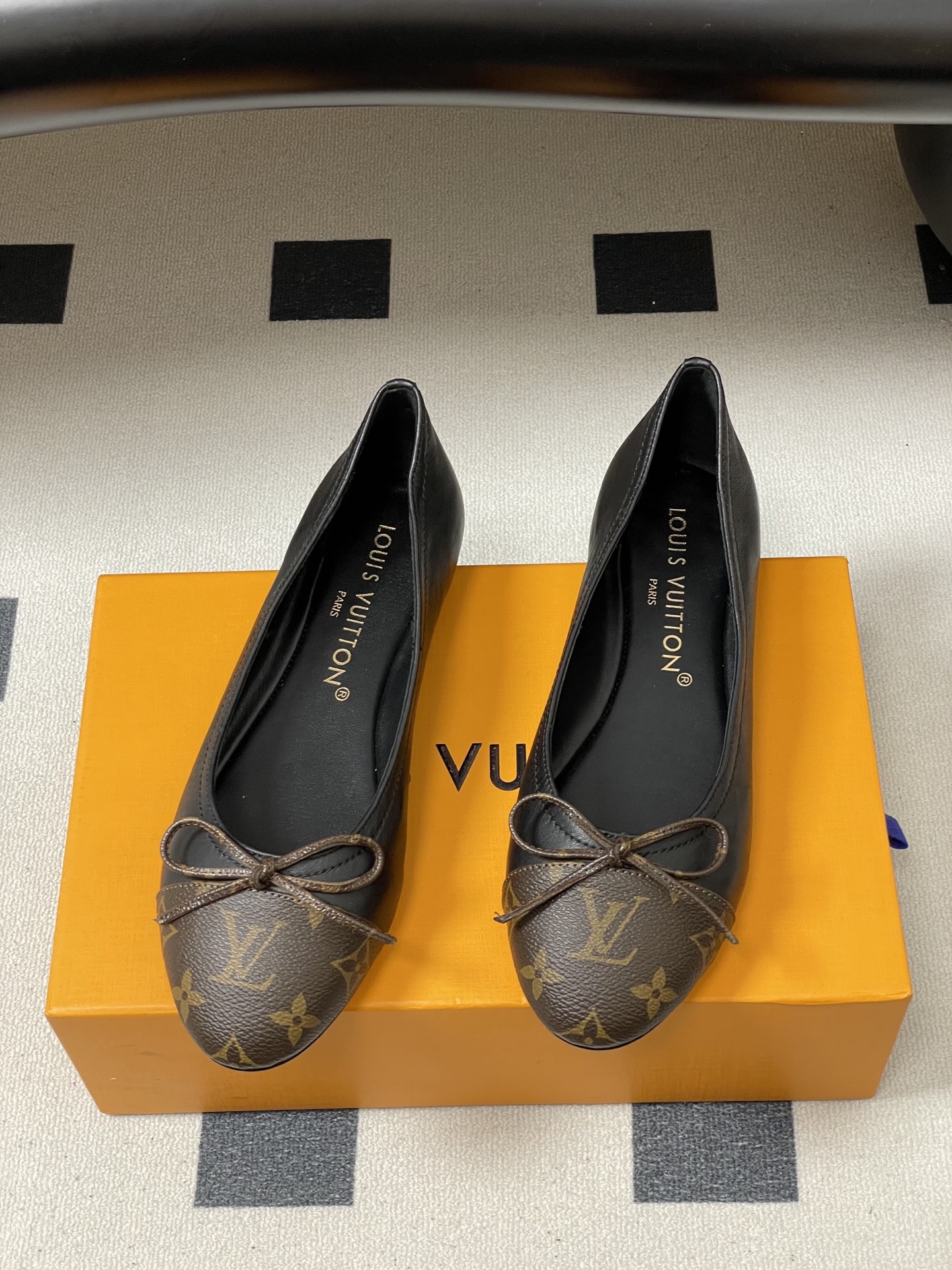 -26Ss春季新款Louis Vuitton LV 老花芭蕾舞鞋蝴蝶结拼色平底单鞋丹宁牛仔布船鞋本款Da