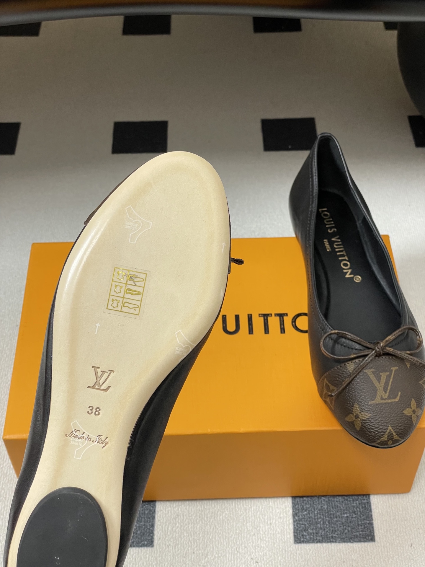 -26Ss春季新款Louis Vuitton LV 老花芭蕾舞鞋蝴蝶结拼色平底单鞋丹宁牛仔布船鞋本款Da