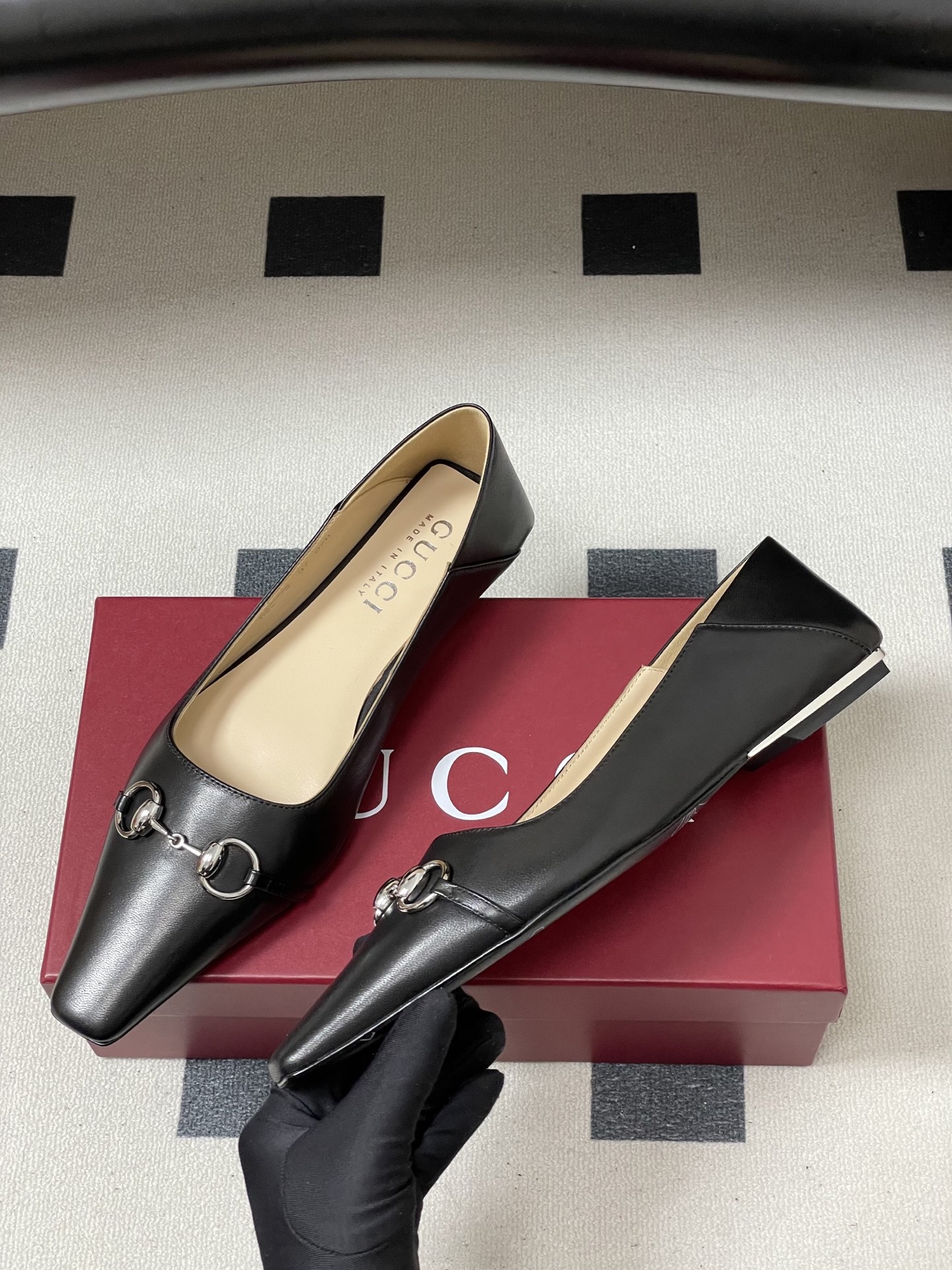 -顶级品质26Ss春夏新款Gucci古驰Vittoria系列女士浅口鞋G家经典马衔扣小方头猫跟单鞋GG老