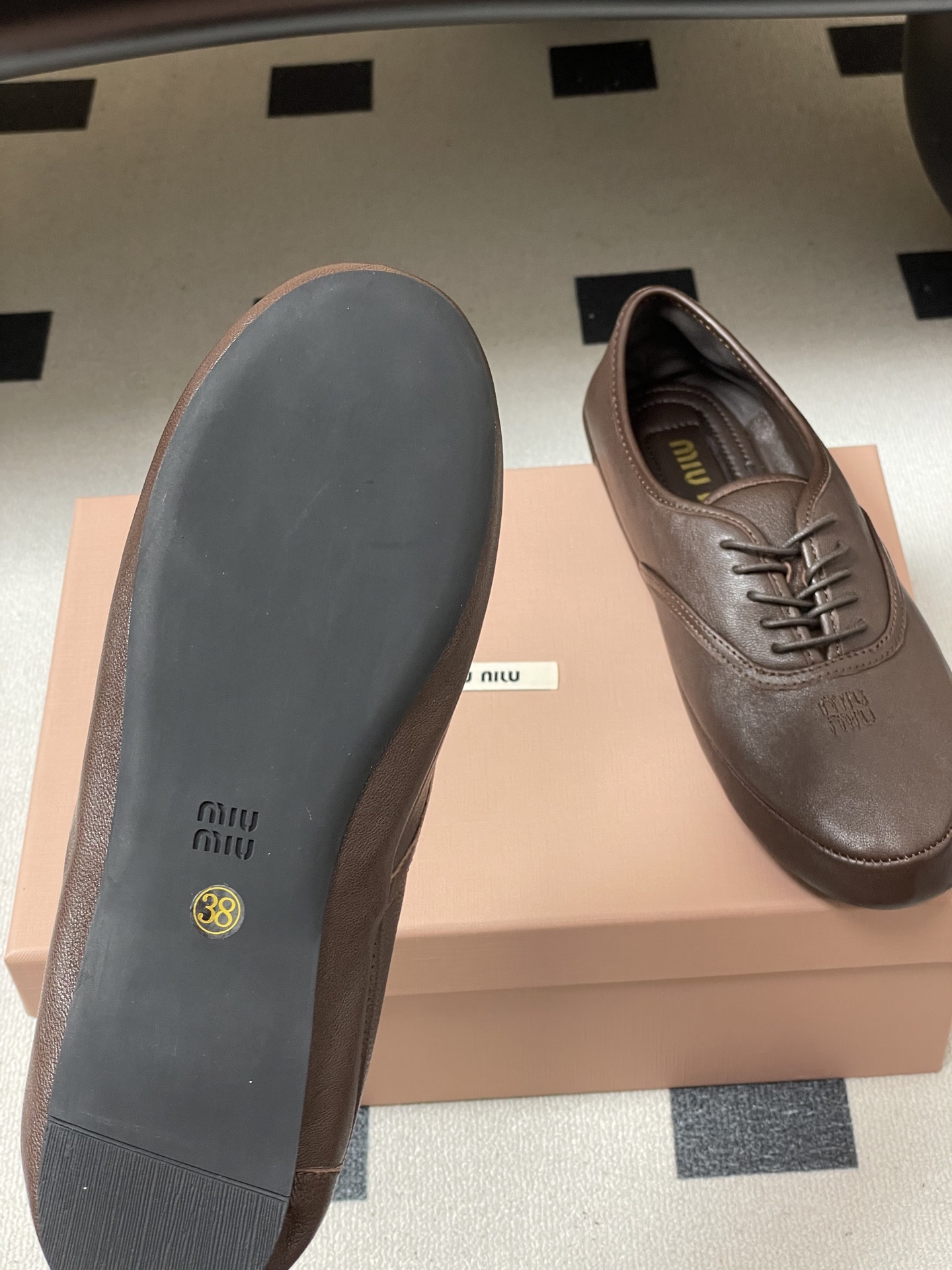 -26ss春夏新款MIUMIU 缪缪 英伦风圆头芭蕾舞鞋学院风复古绑带平底超软休闲单鞋系带乐福鞋Miu 