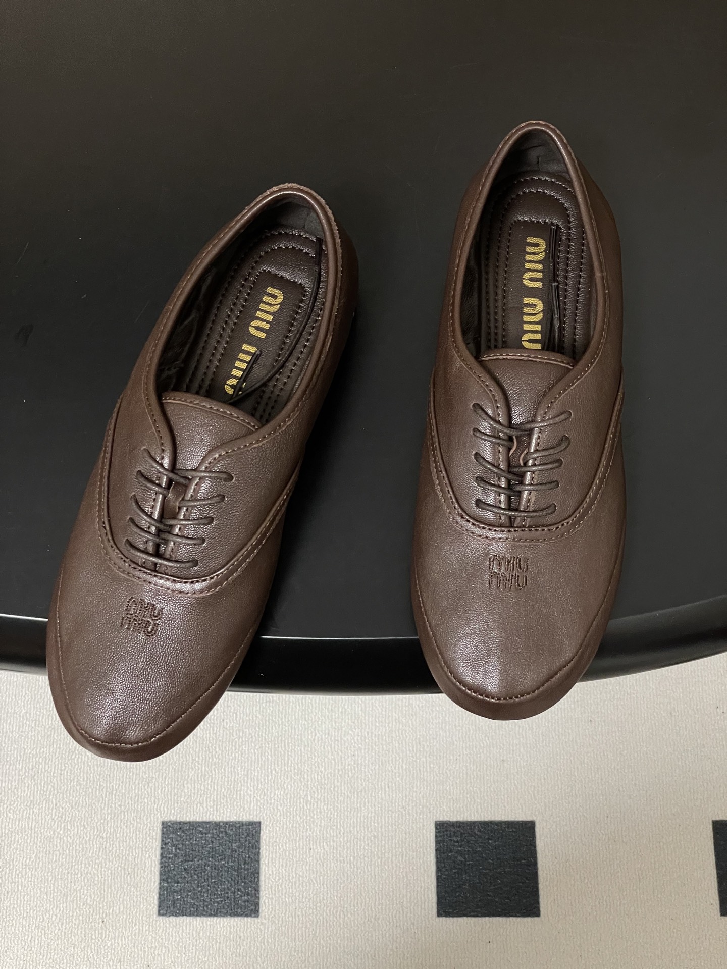 -26ss春夏新款MIUMIU 缪缪 英伦风圆头芭蕾舞鞋学院风复古绑带平底超软休闲单鞋系带乐福鞋Miu 