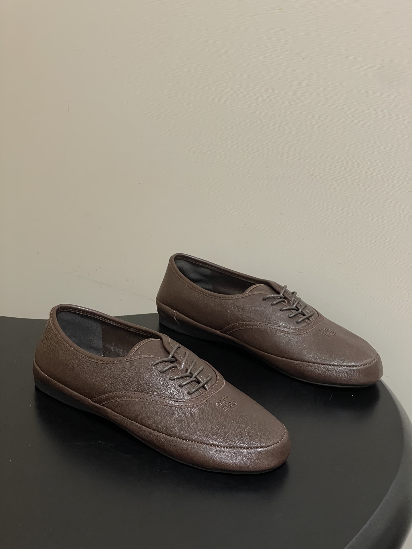 -26ss春夏新款MIUMIU 缪缪 英伦风圆头芭蕾舞鞋学院风复古绑带平底超软休闲单鞋系带乐福鞋Miu 