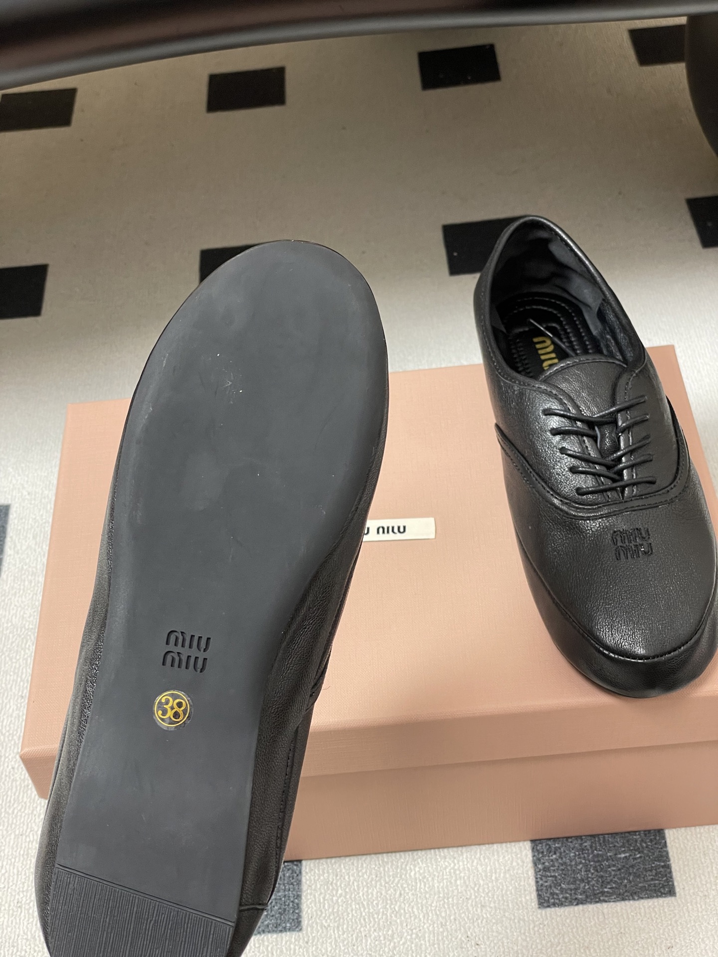 -26ss春夏新款MIUMIU 缪缪 英伦风圆头芭蕾舞鞋学院风复古绑带平底超软休闲单鞋系带乐福鞋Miu 